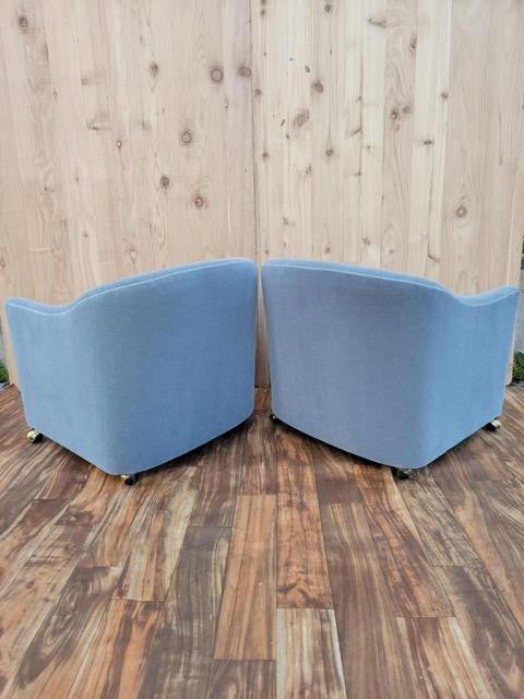Mid Century Modern Barrel Back Club Chairs by Kroehler Newly Upholstered  - Pair