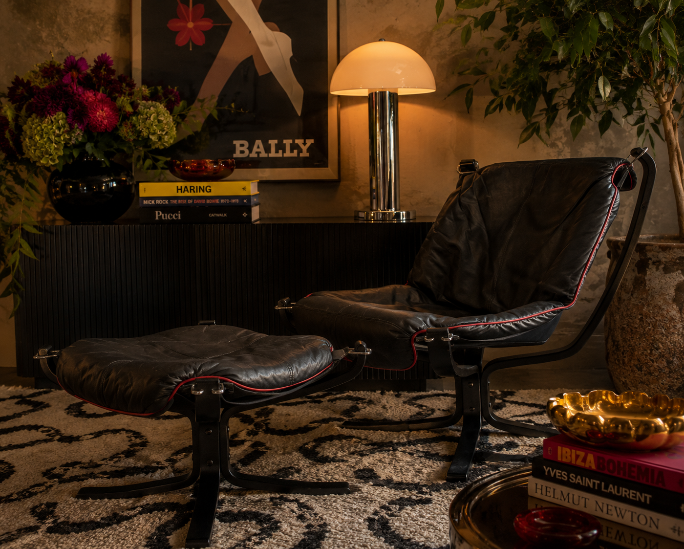 Danish Modern Falcon Chair and Ottoman by Sigurd Ressell