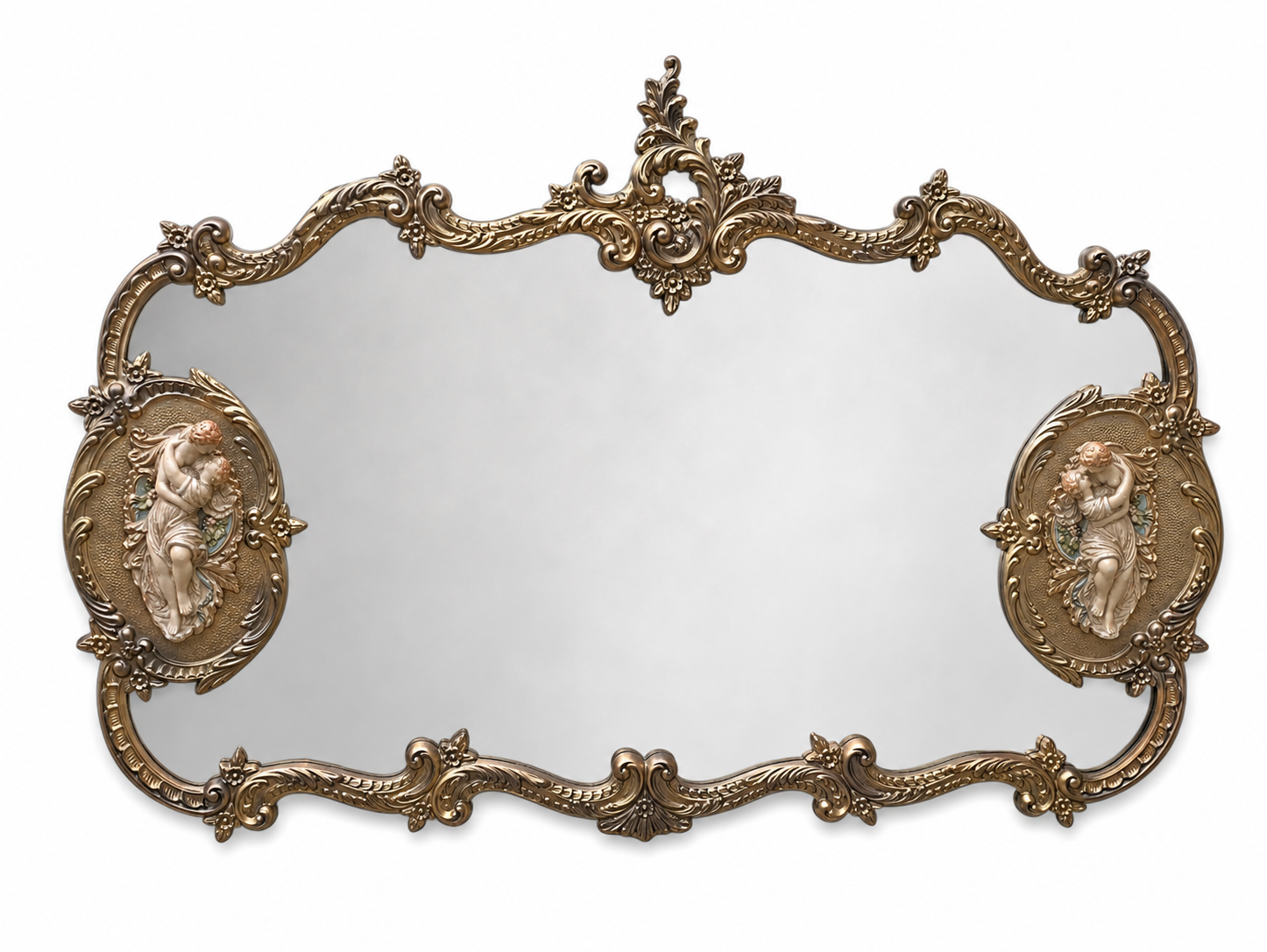 Vintage French Rococo Louis XV Style Gold Wall Mantle Mirror
