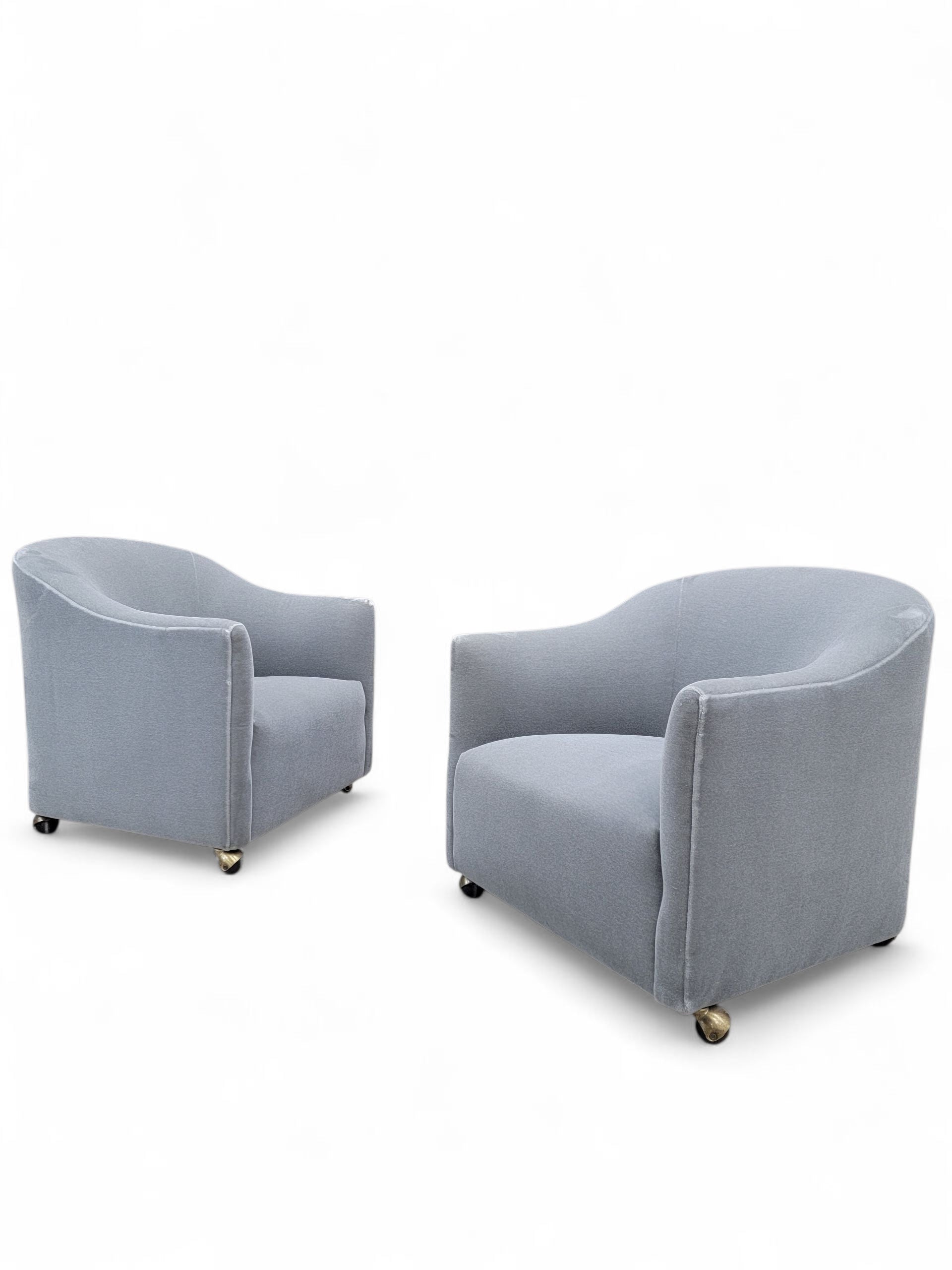 Mid Century Modern Barrel Back Club Chairs by Kroehler Newly Upholstered  - Pair
