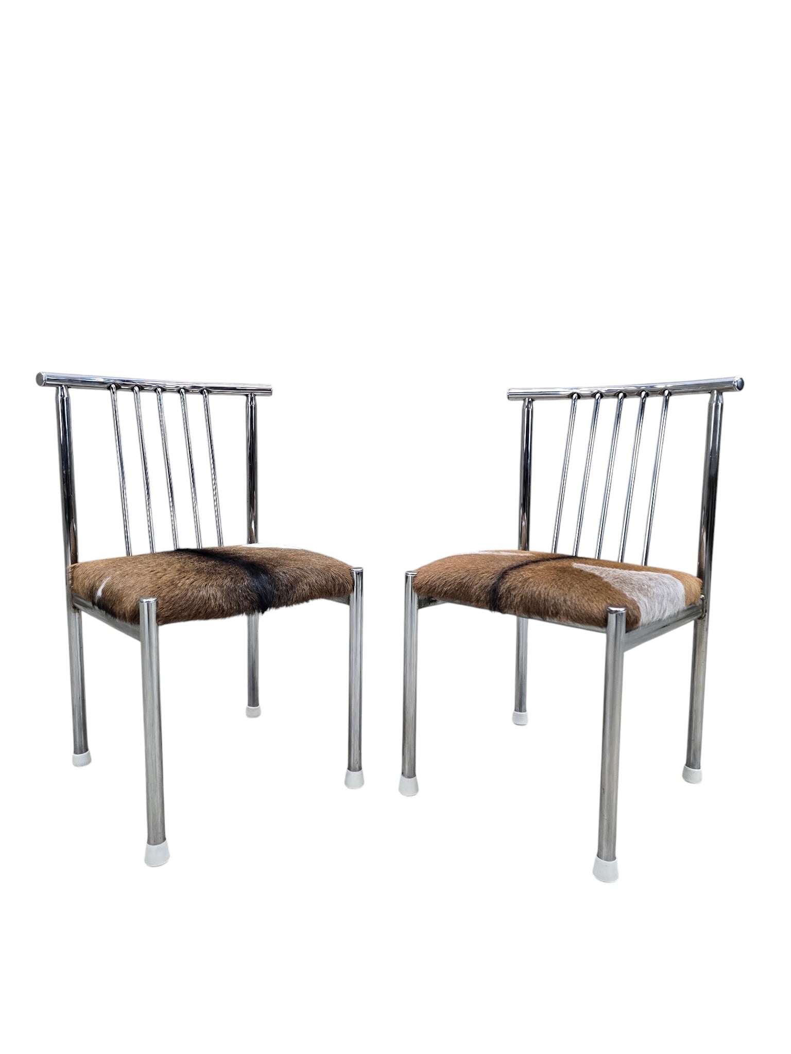 MCM B. Brody Chrome Spindle Back Side Chairs Newly Reupholstered – Pair