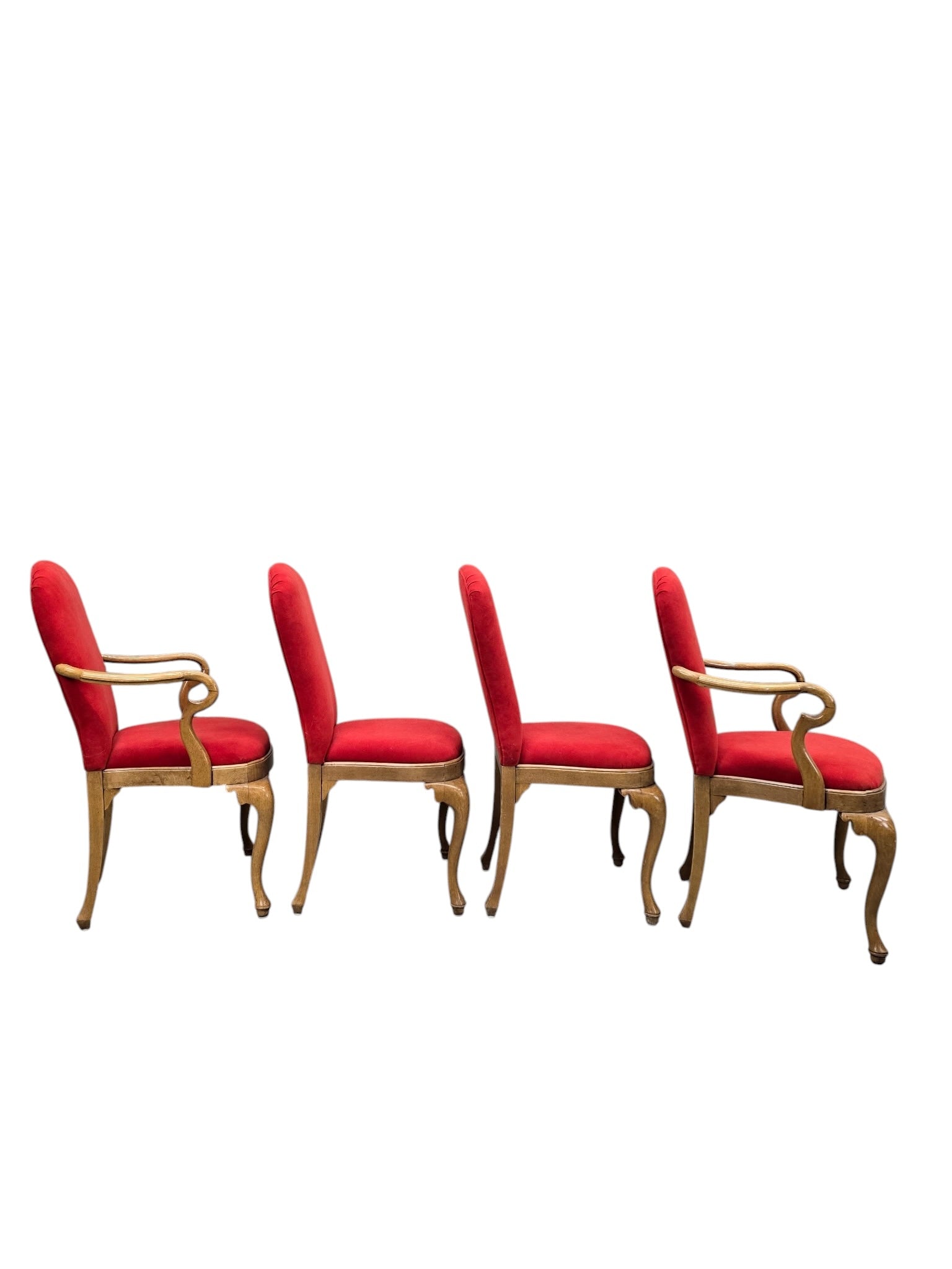 Vintage French Louis XV Style Carved Maple Dining Chairs with Armchairs – Set of 8