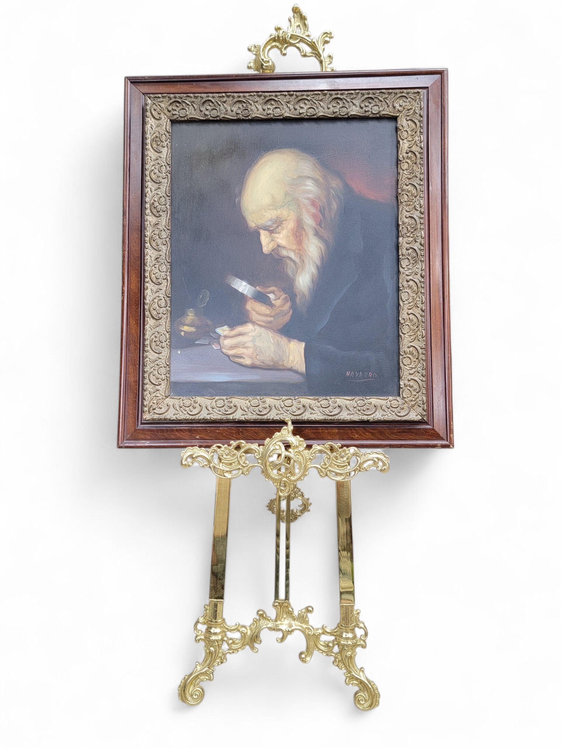 Vintage Italian Rococo Style Brass Painting Easel