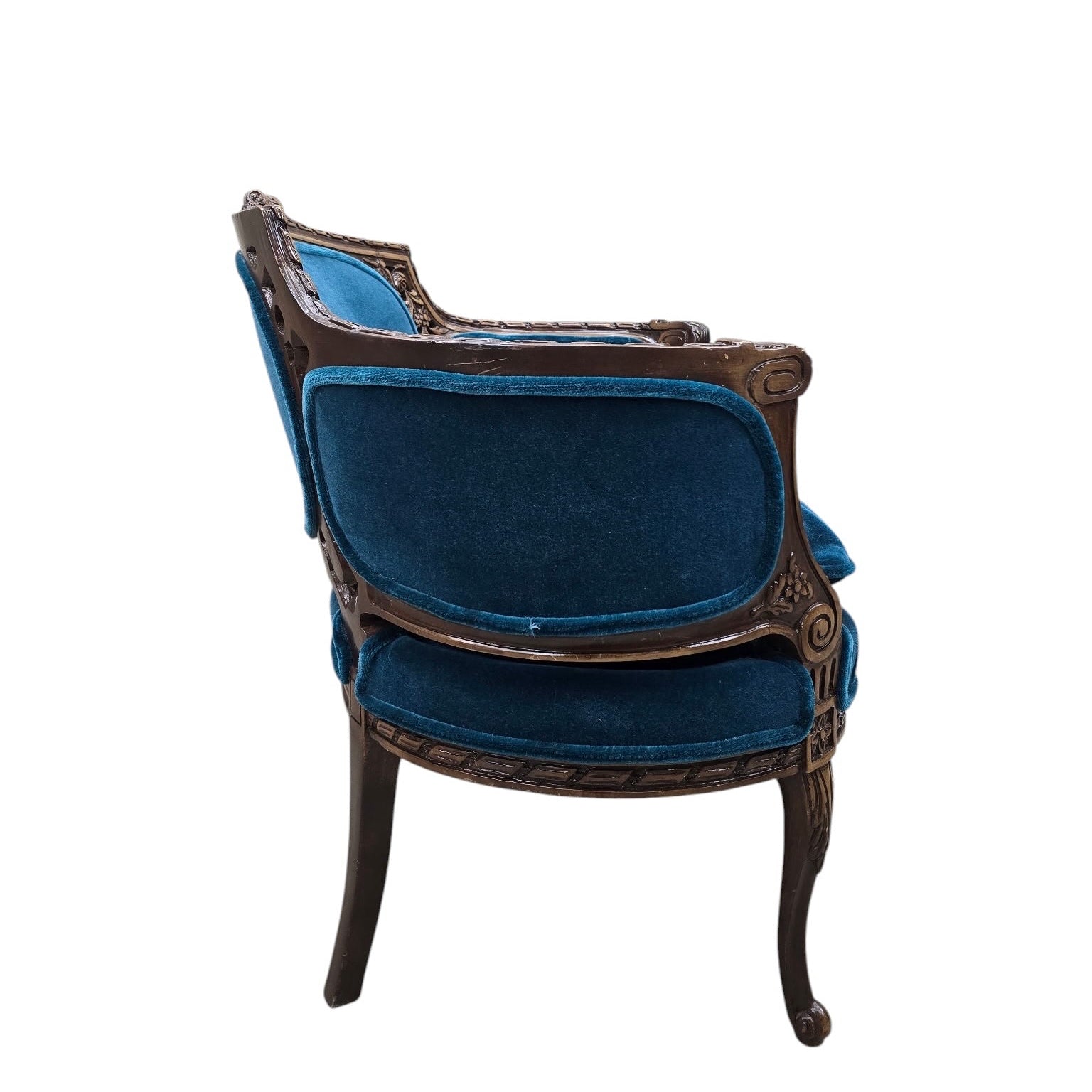 Antique French Louis XV and Louis XVI Style Armchairs Newly Upholstered – Set of 2