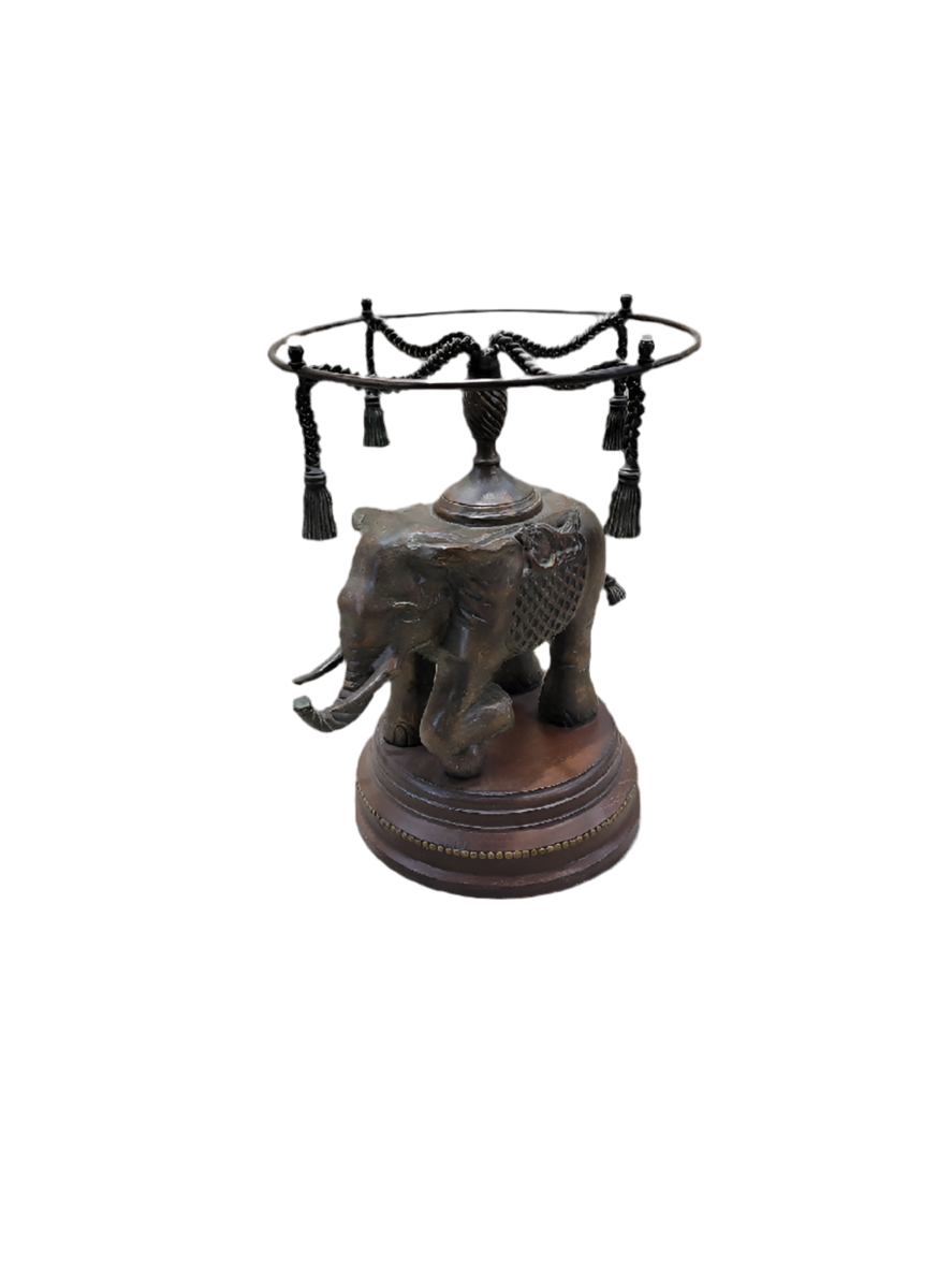 Vintage Erin Lane Bronze Elephant Pedestal Side Table