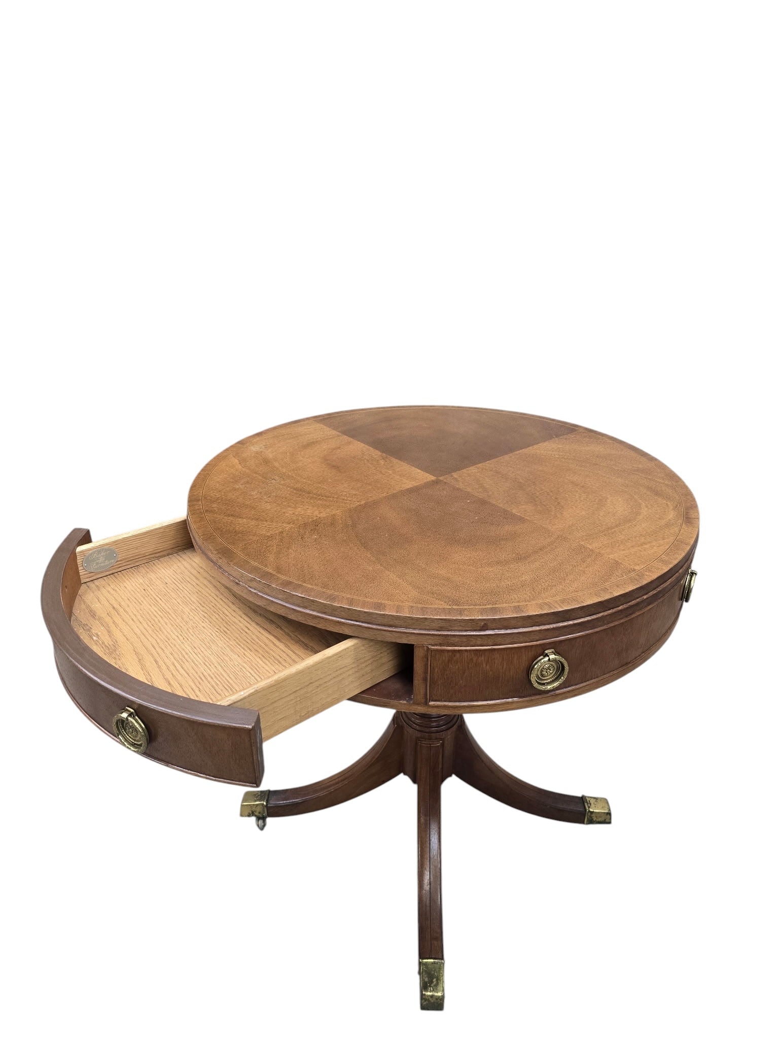 Vintage Baker Furniture Mahogany Drum Table