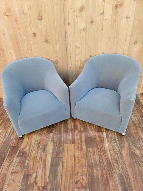 Mid Century Modern Barrel Back Club Chairs by Kroehler Newly Upholstered  - Pair