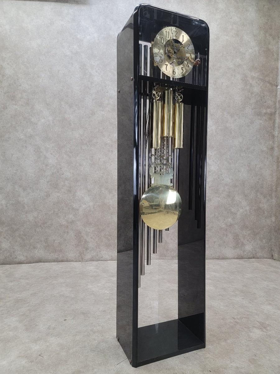 Vintage Modern German Hermle Black Forest Acrylic Cased 3 Chime Grandfather Clock