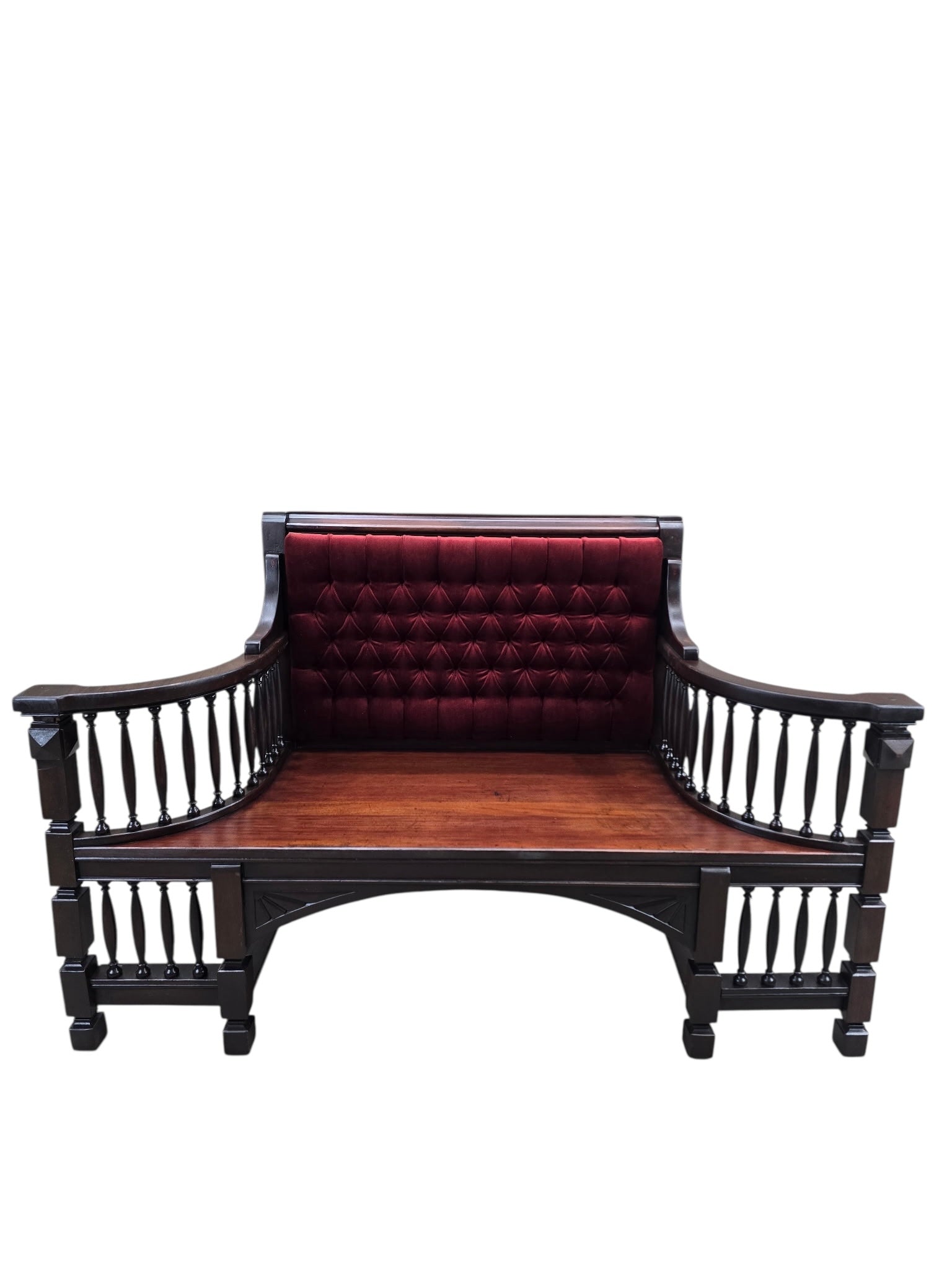 Antique Eastlake Victorian Style Upholstered Back Settee