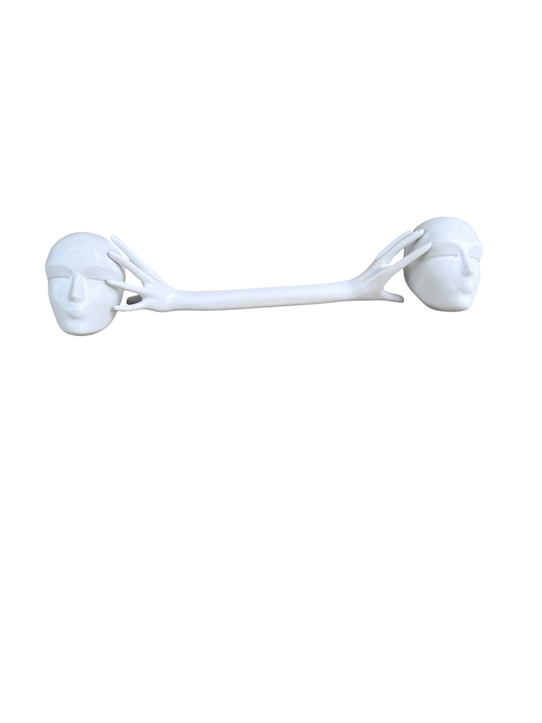 Vintage Postmodern White 'Head In Hand' Abstract Sculpture