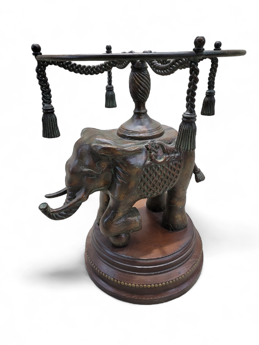 Vintage Erin Lane Bronze Elephant Pedestal Side Table