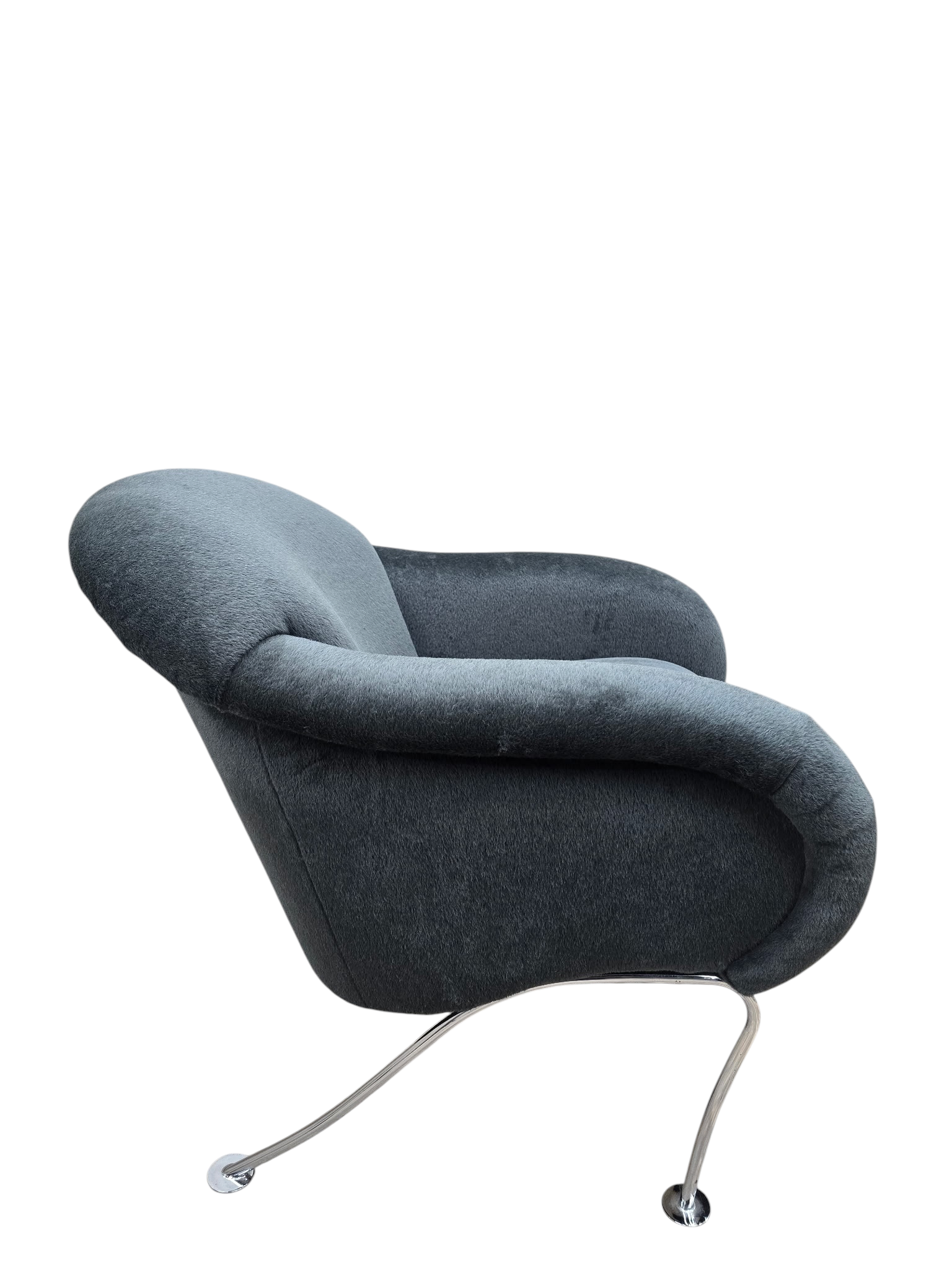 Thayer Coggin Sculptural Pull Up Lounge Chair Newly Reupholstered in Charcoal Alpaca Mohair – Tagged