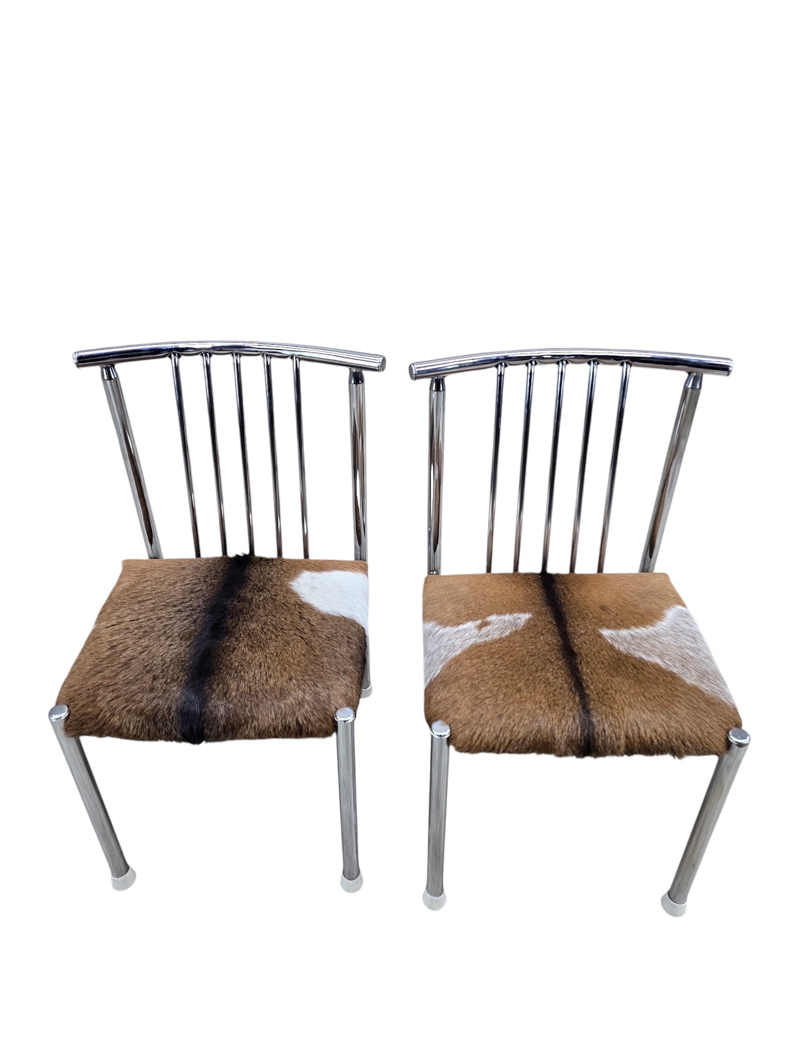 MCM B. Brody Chrome Spindle Back Side Chairs Newly Reupholstered – Pair