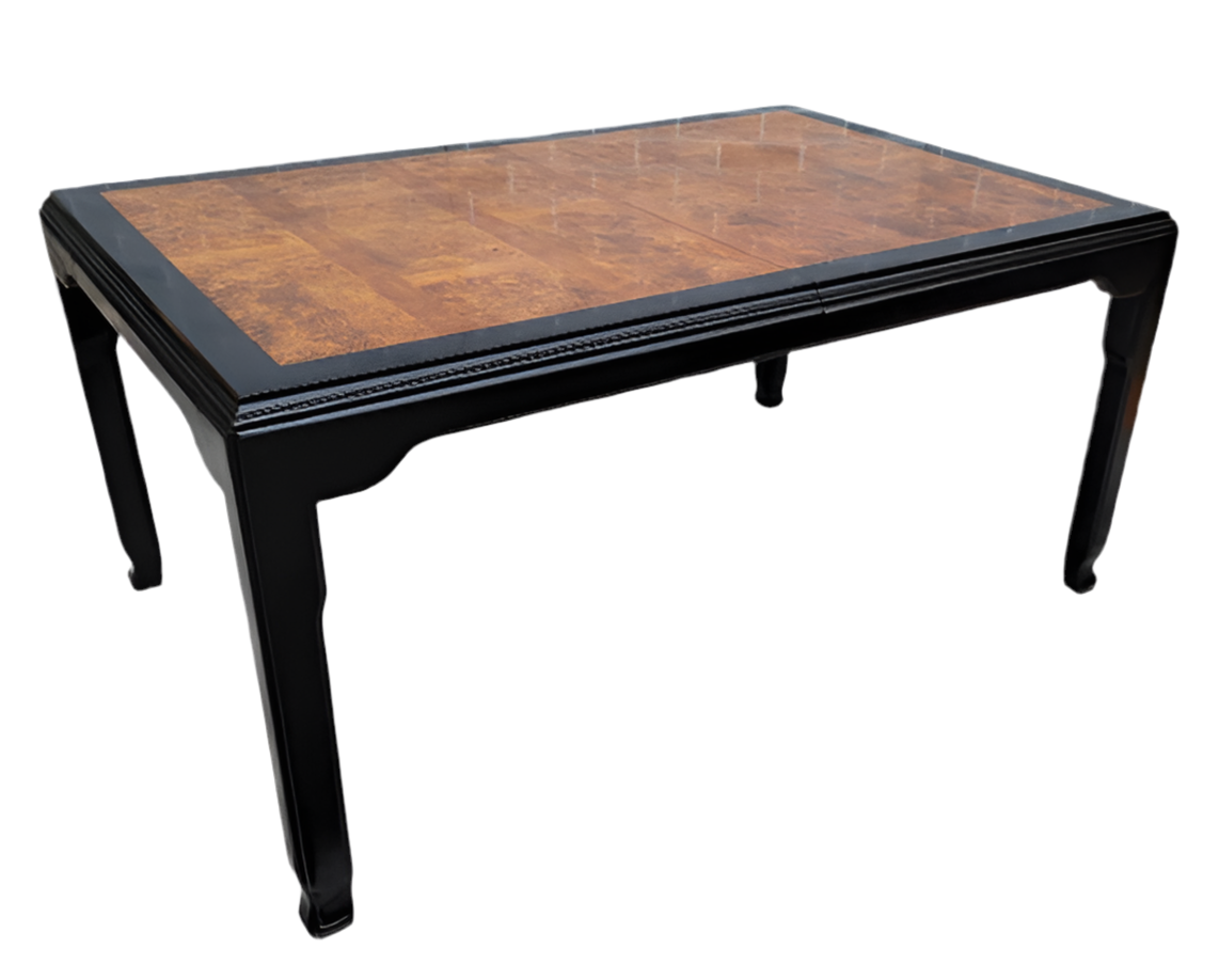 Hollywood Regency Chinoiserie Chin Hua Ebonized Dining Set by Century Furniture
