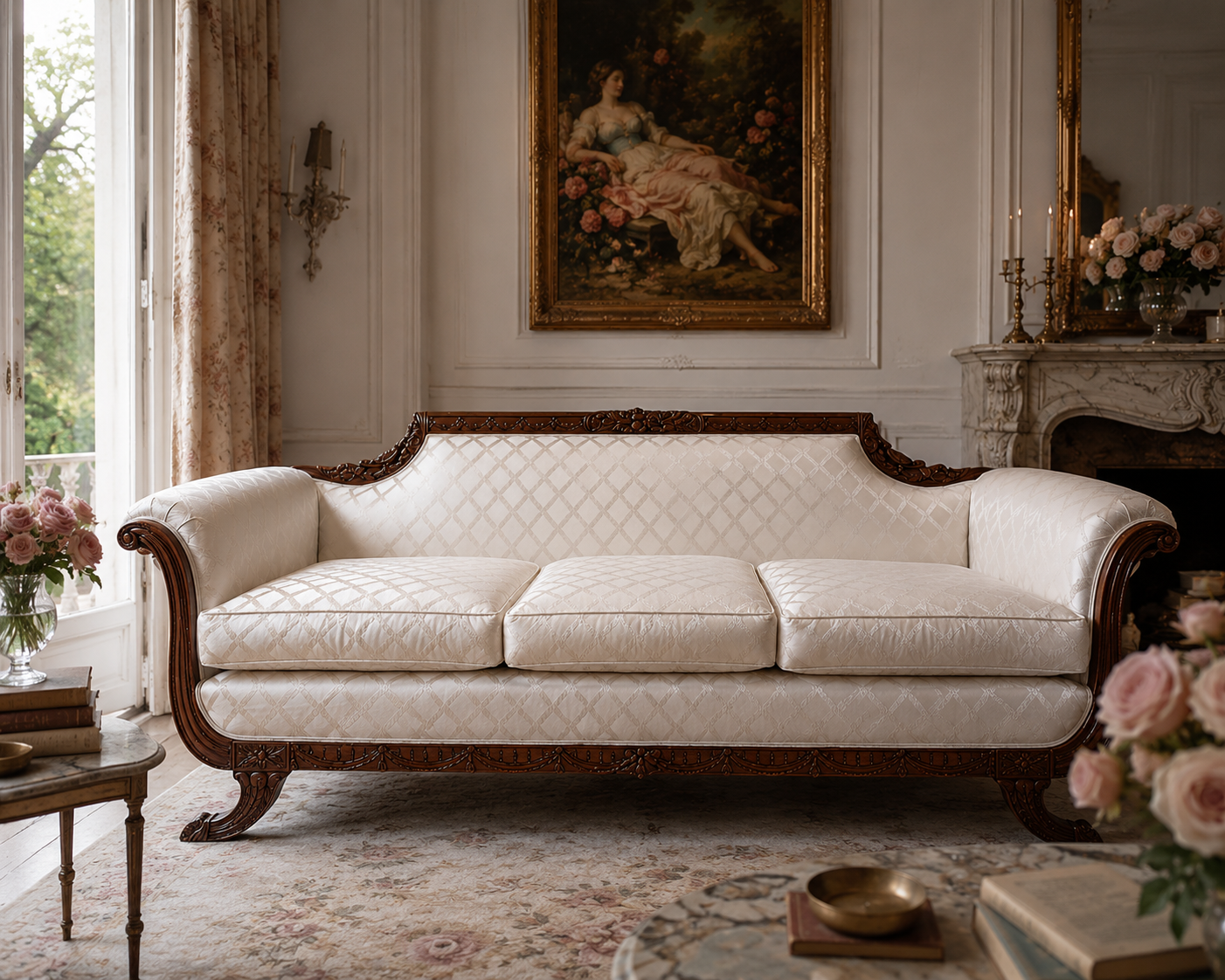 Antique Duncan Phyfe Finely Carved Mahogany Parlor Sofa