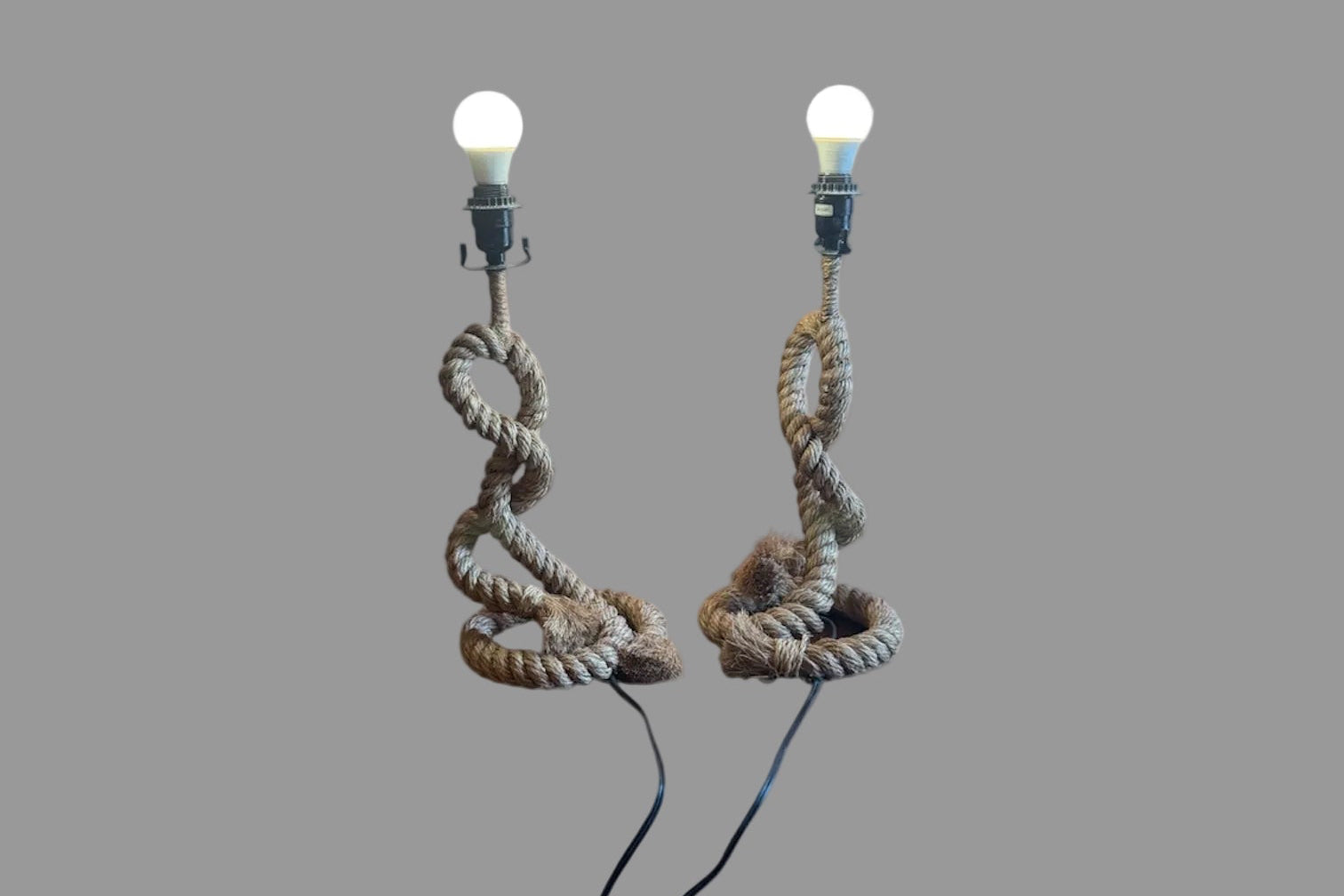 Vintage Nautical Style Rope Table Lamps - Pair