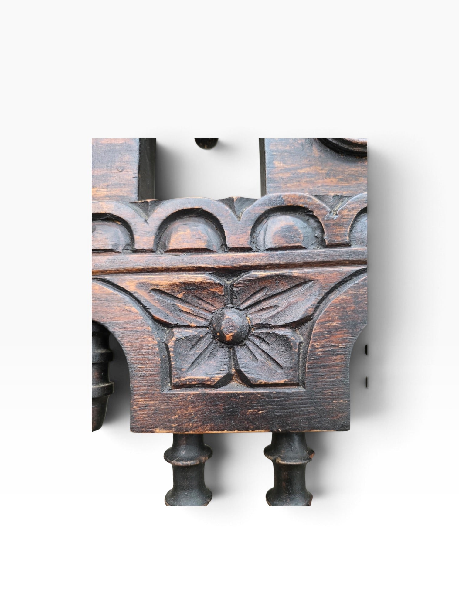 Pagoda Spanish Revival Spindle Carved Full Headboard