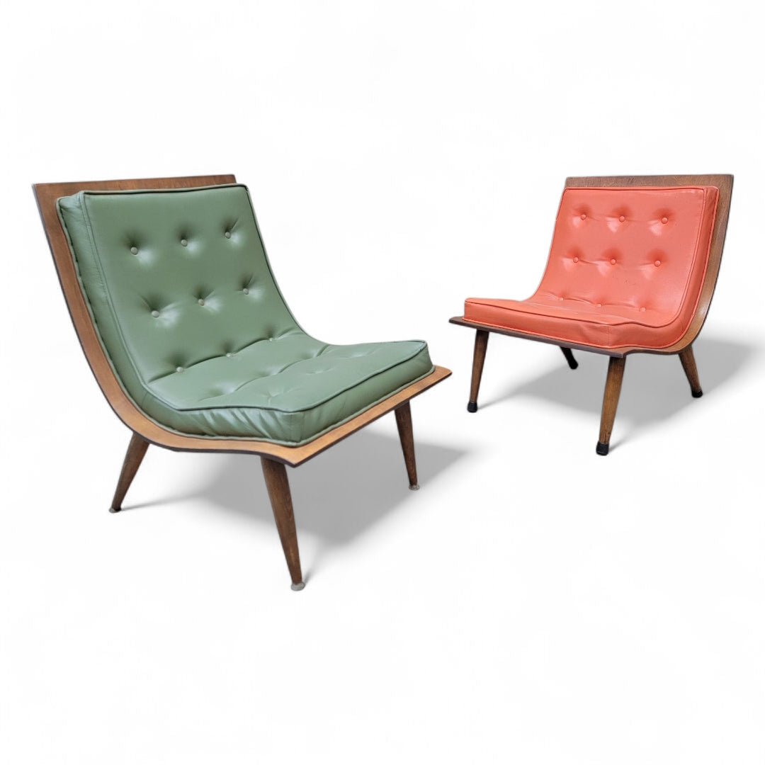 Mid Century Modern Retro His & Hers Bentwood Scoop Chairs - Set of 2