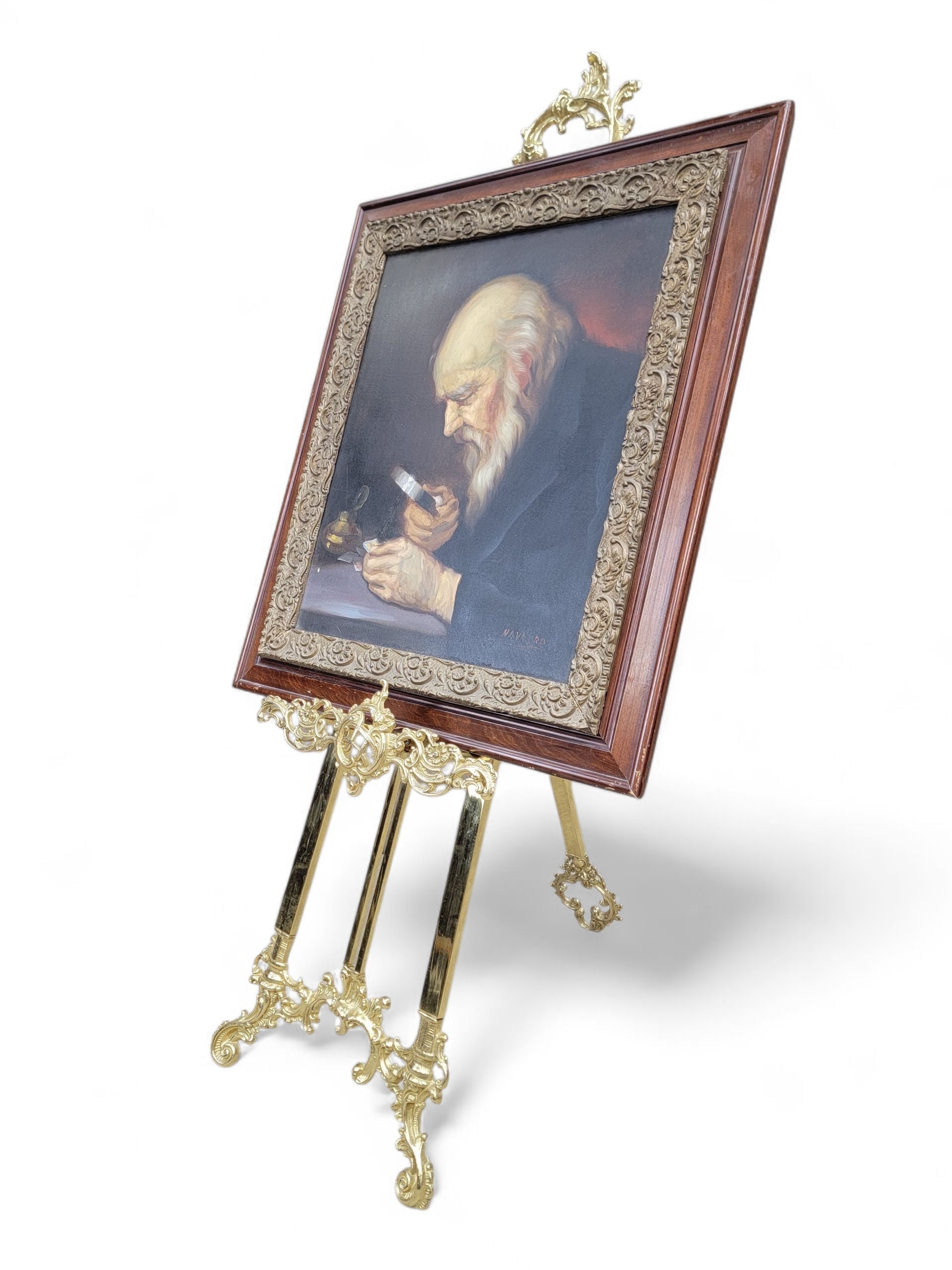 Vintage Italian Rococo Style Brass Painting Easel