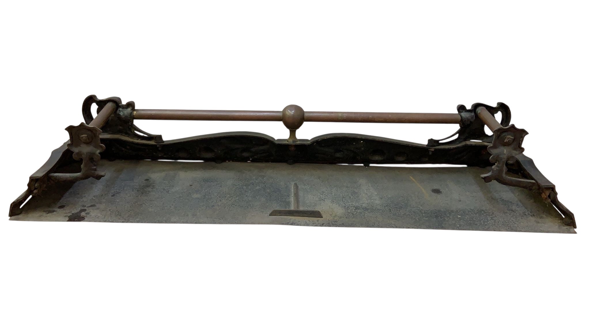 Victorian Art Nouveau Style Cast Iron and Brass Fire Fender