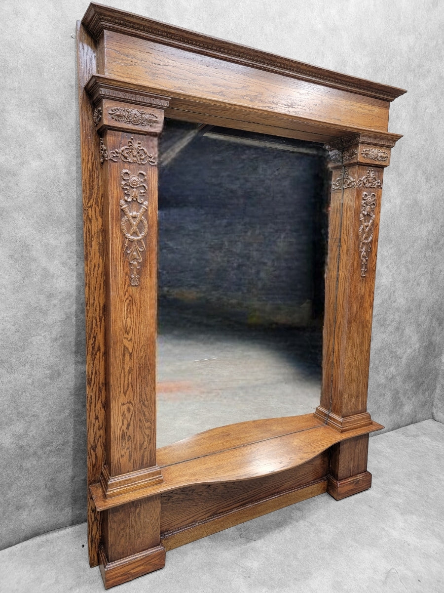 Antique Victorian Quarter-Sawn Oak Salvaged Console Pier Mirror