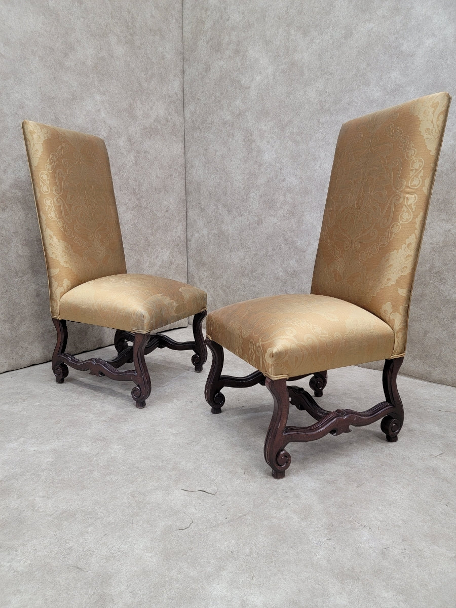 New - Vintage Italian Regency Style High Back Walnut Legs Dinning Chairs - Set of 8