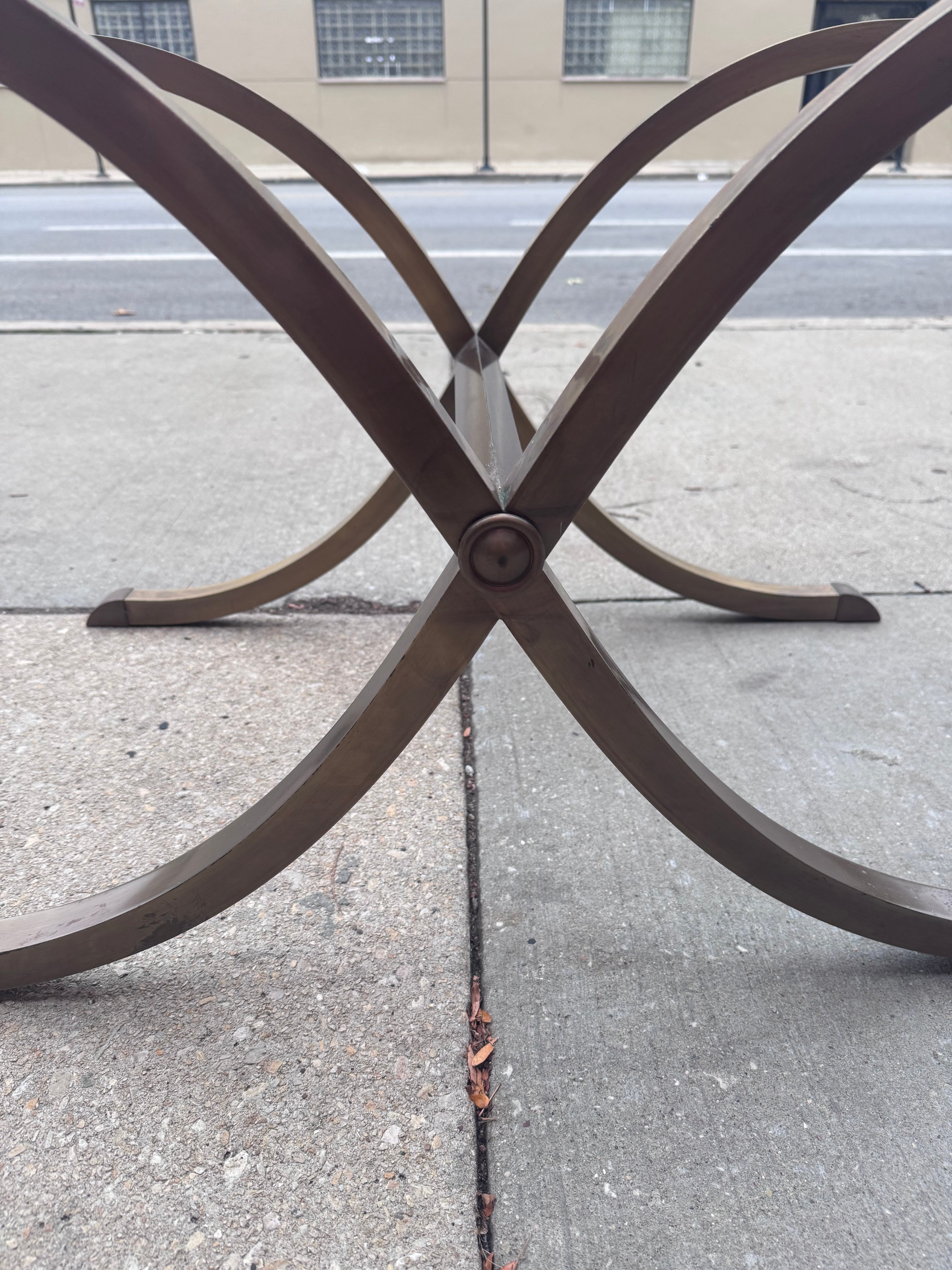 New - Hollywood Regency LaBarge Brass Tray Top Oval Coffee Table