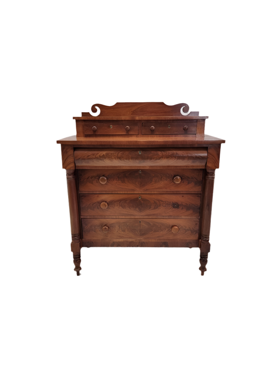 Antique American Empire Flame Mahogany Chest