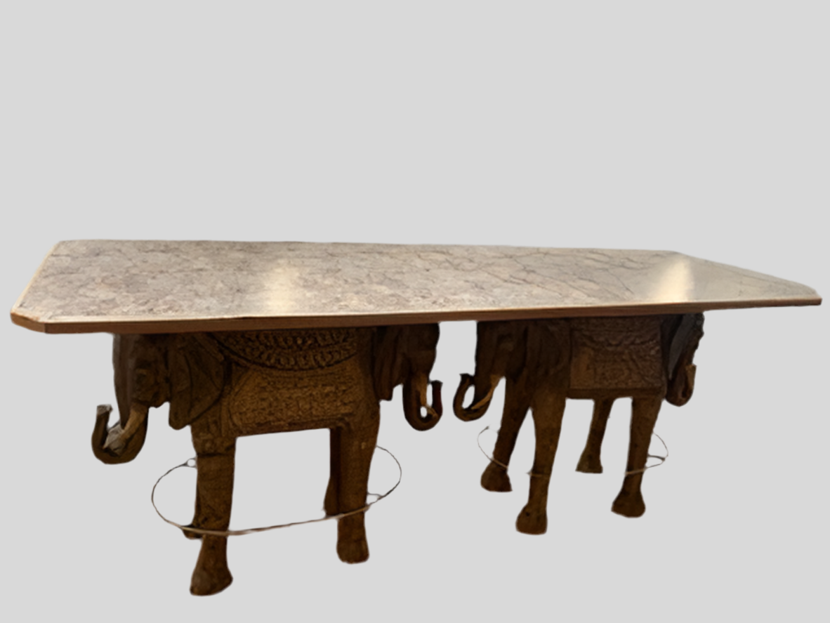 Vintage Asian Modern Hancock & Moore Style Elephant Bar Table