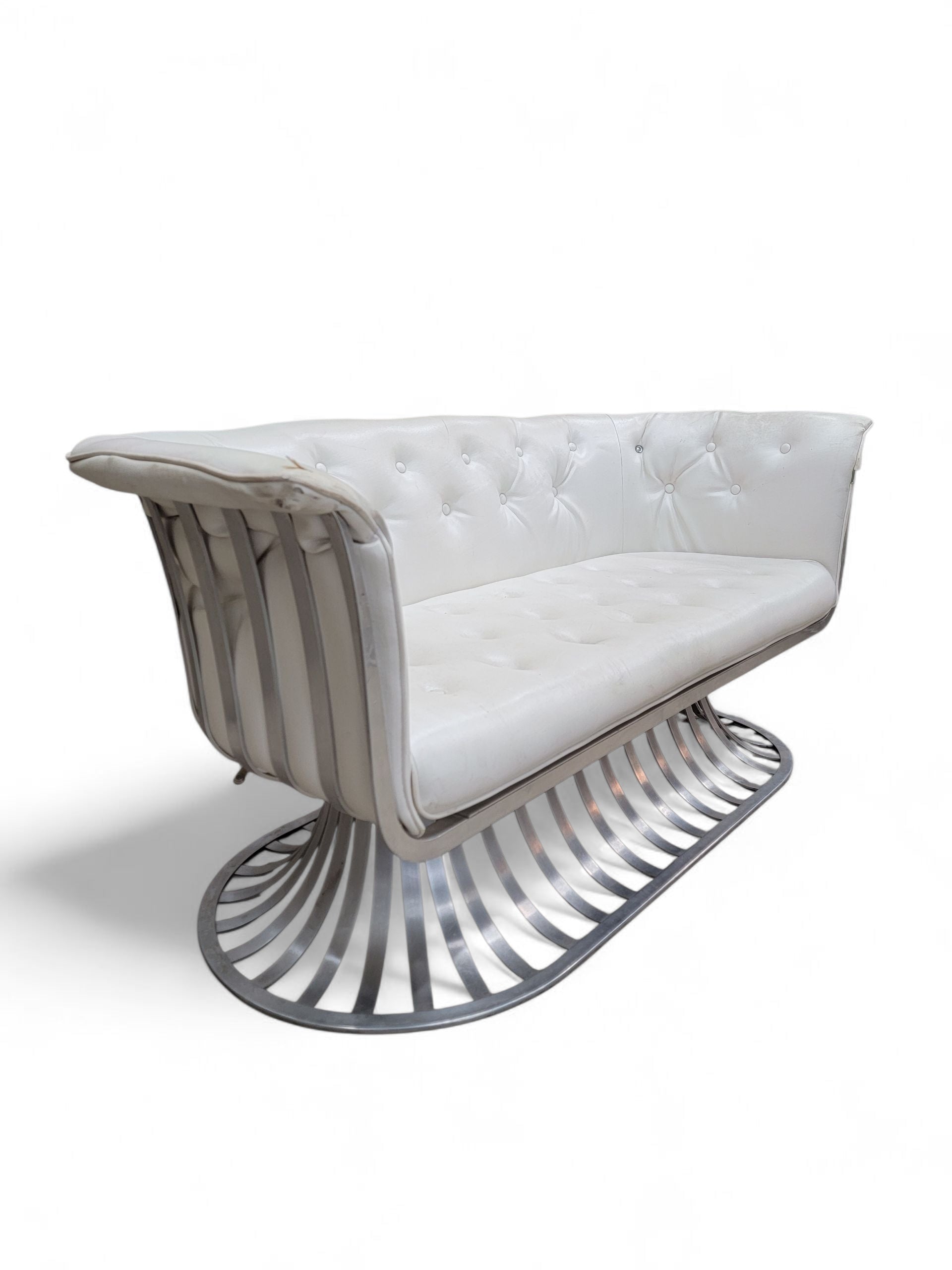 Mid Century Modern Russel Woodard Extruded Aluminum Indoor/Outdoor 5 Piece Parlor Set for Reupholstery