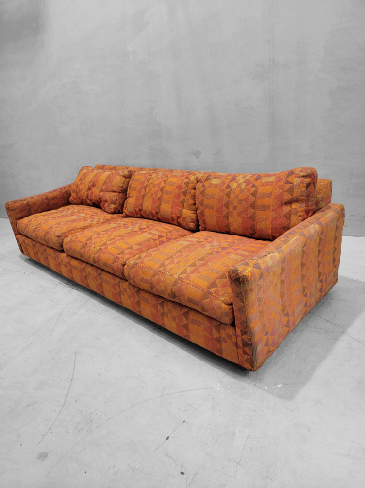 Mid Century Modern Milo Baughman Tuxedo Sofa & Cube Chair For Thayer Coggin - 2 Piece Set