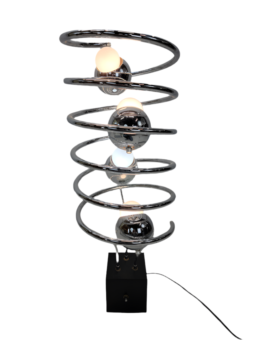 MCM Atomic Space Age Chrome Abstract Table Floor Lamp