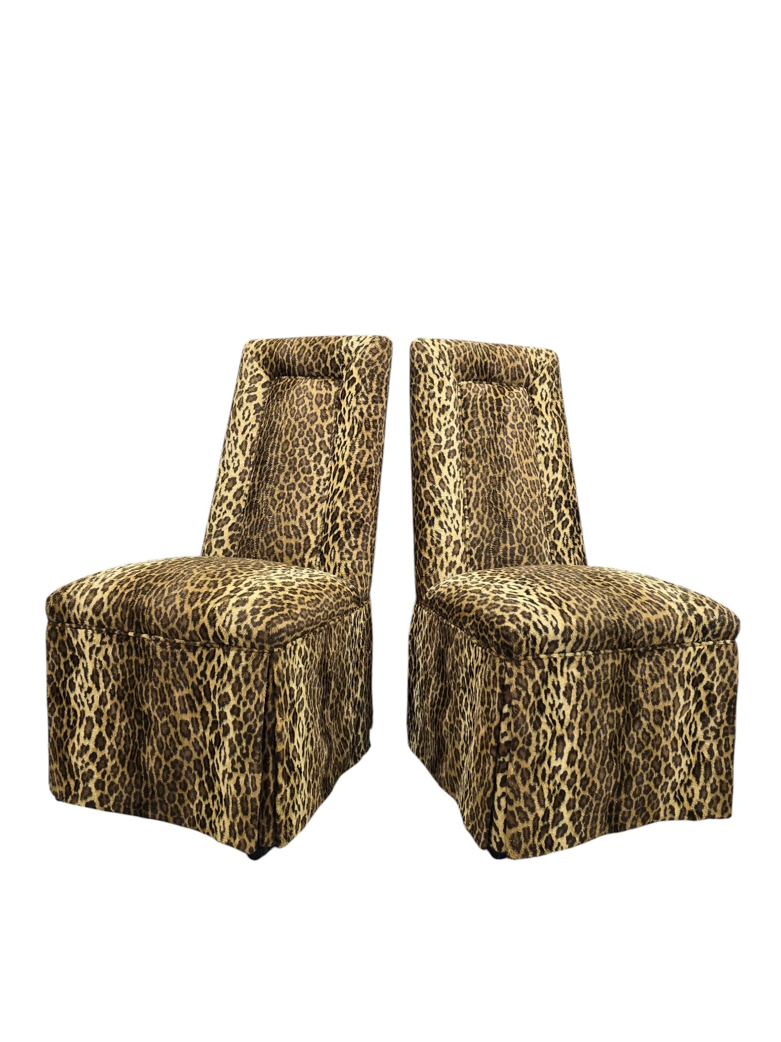 Vintage Henredon Style High-Back Skirted Side Chairs – Pair