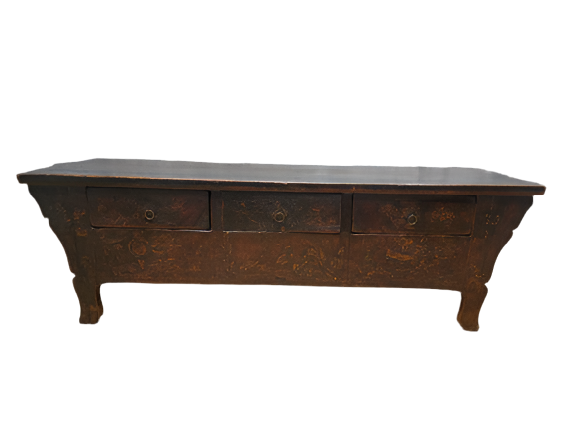 Antique Carved Shanxi Province Coffer Sideboard With Drawers
