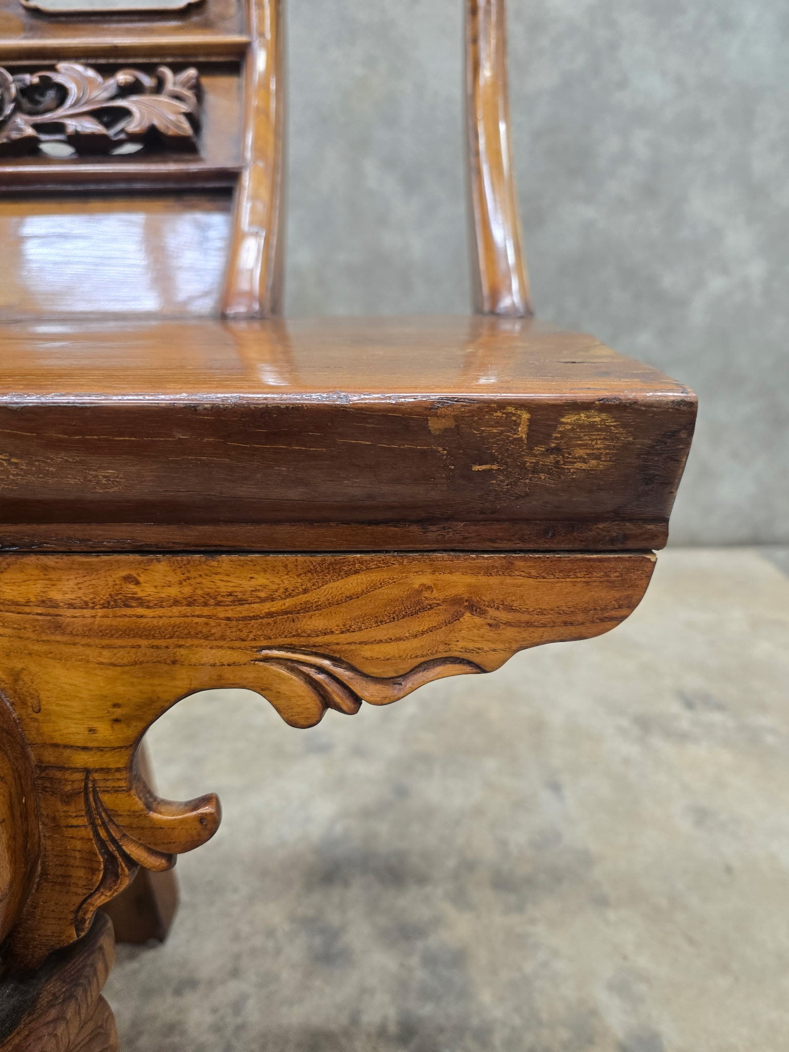 Chinese Carved Wood Theater Bench, Circa 1900