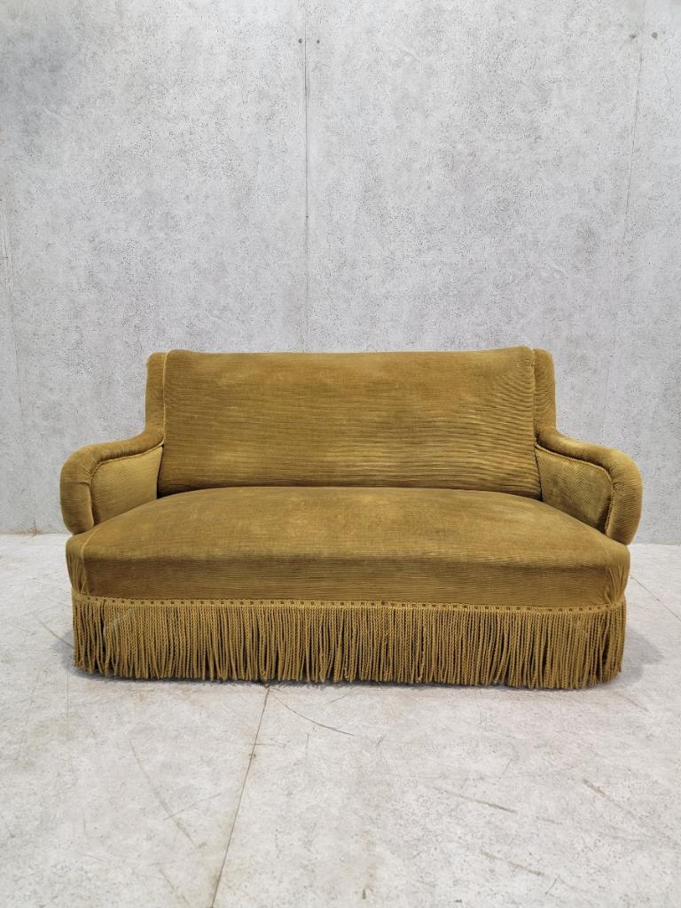 Vintage French Napoleon III Style Scroll Back Sofa