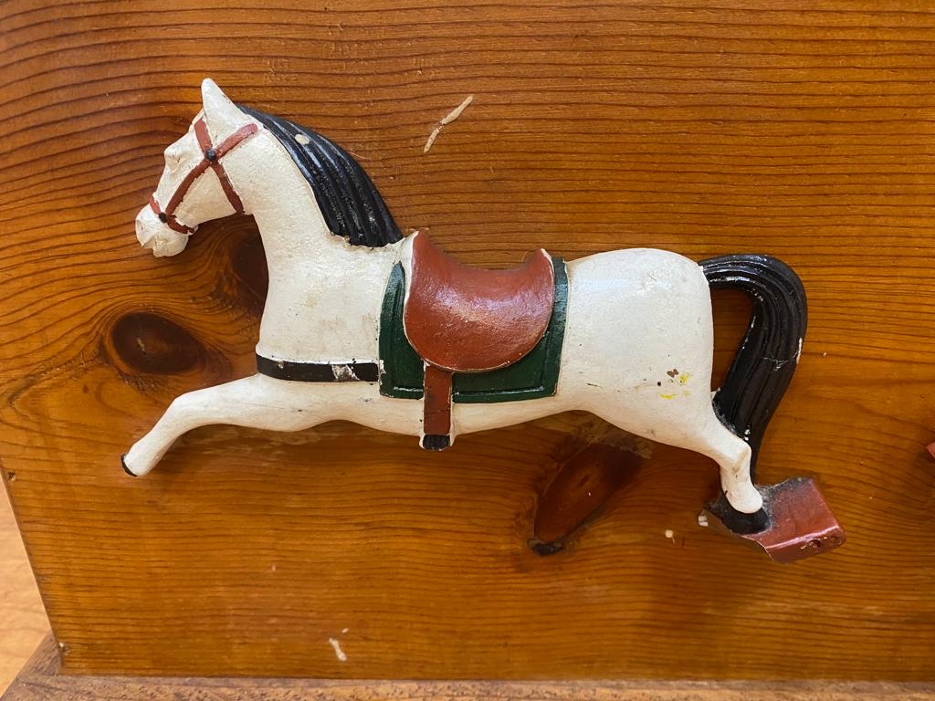 Vintage French Country Style Cedar Rocking Horse Farmhouse Storage Chest