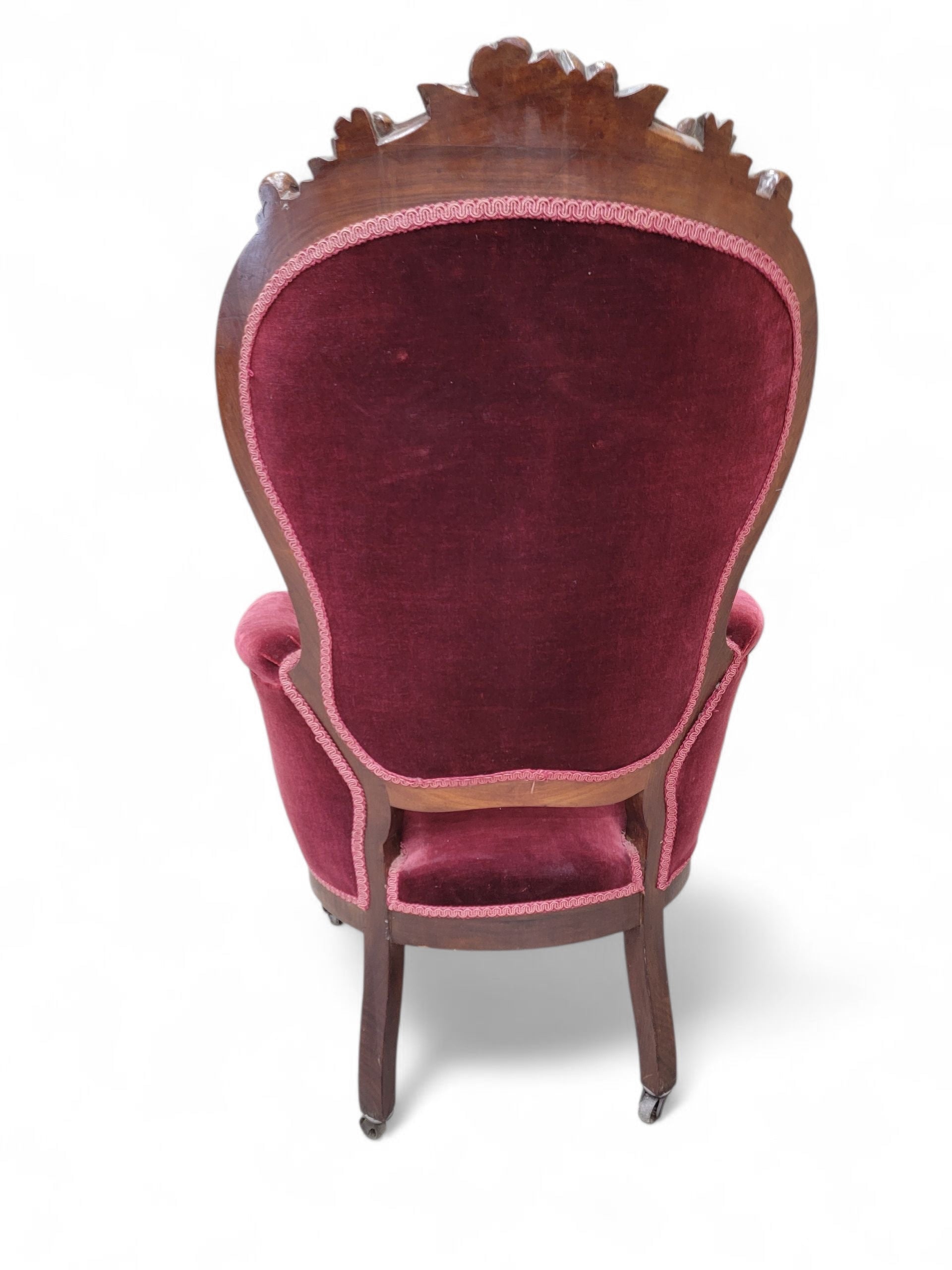 Antique Victorian Rococo Revival Style Carved Tufted Parlor Chairs – Set or 2
