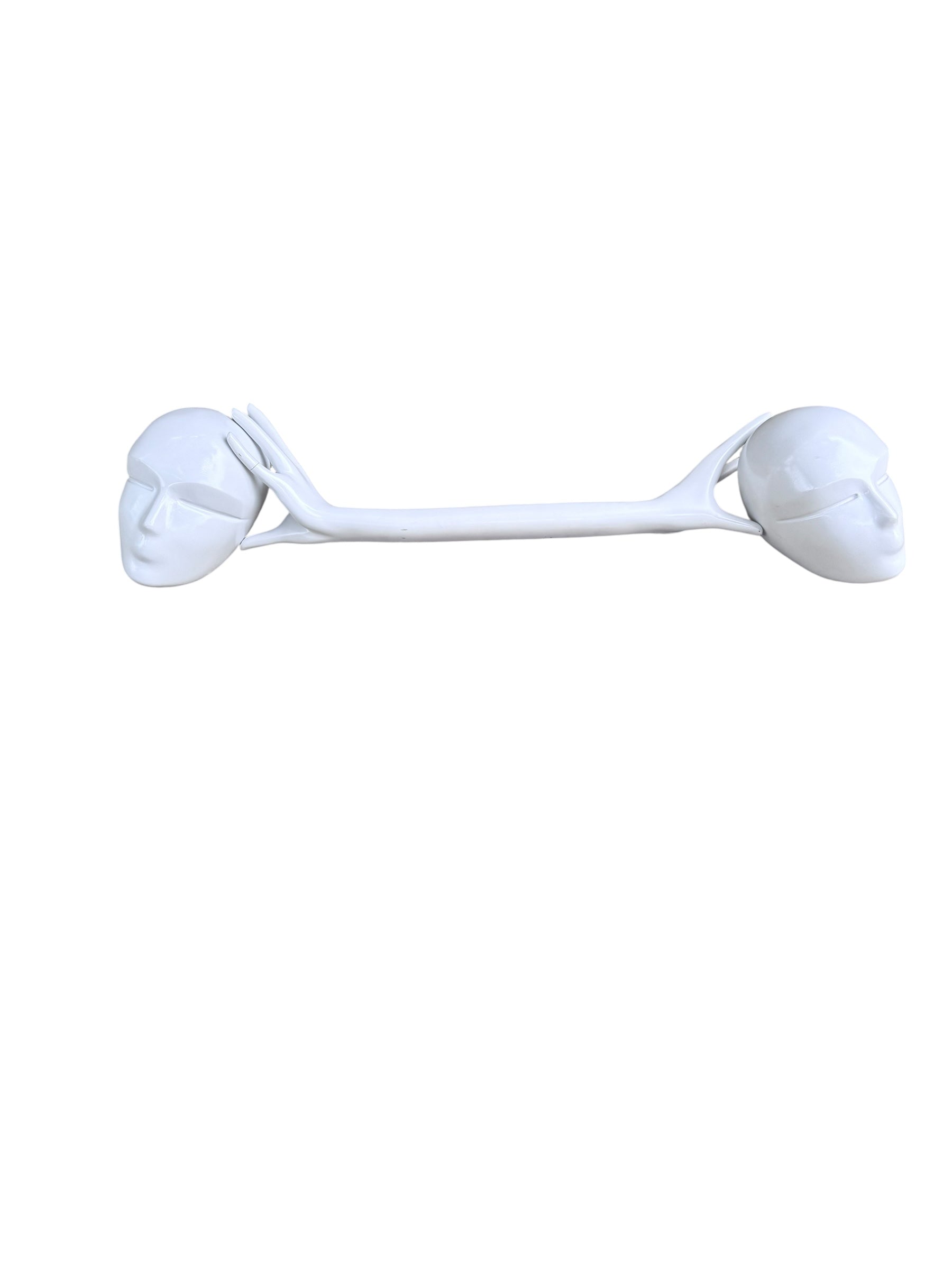 Vintage Postmodern White 'Head In Hand' Abstract Sculpture