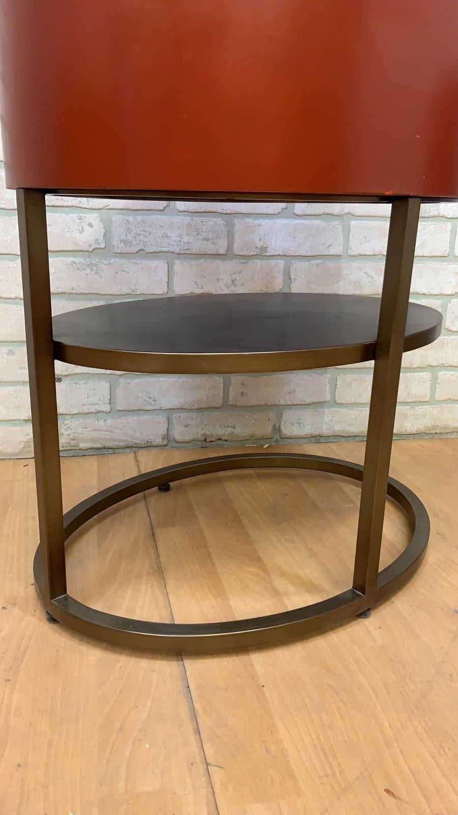 Vintage Contemporary Custom Designed Oval Side Table/Night-Stands - Pair