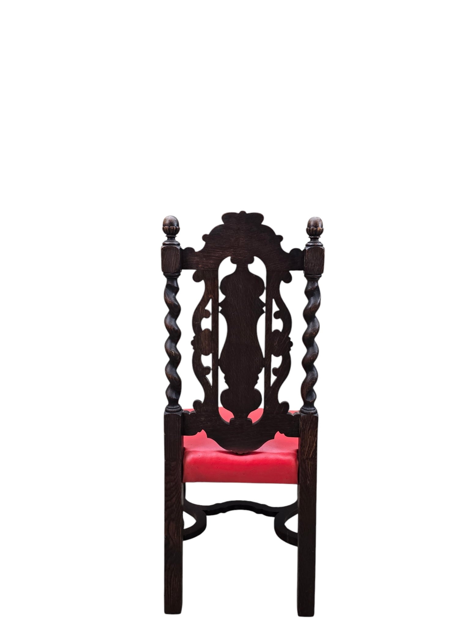 Antique Jacobean Revival Style Barley Twist Desk with High Back Chair