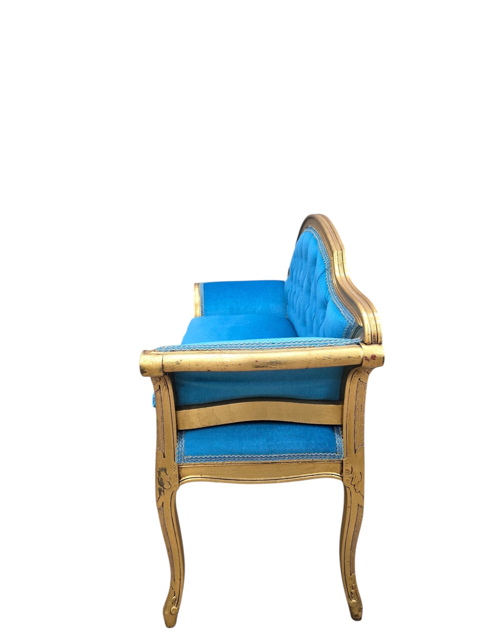 Antique French Tufted Petite Bench Newly Reupholstered