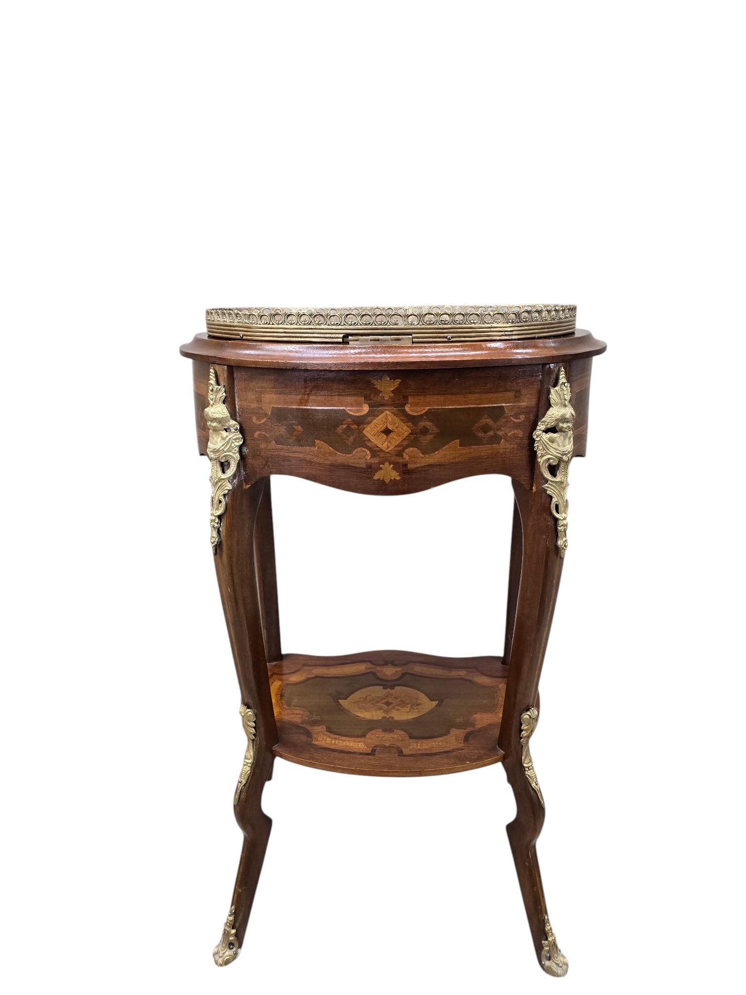 Vintage French Louis XV Style Marquetry Jewelry Cabinet
