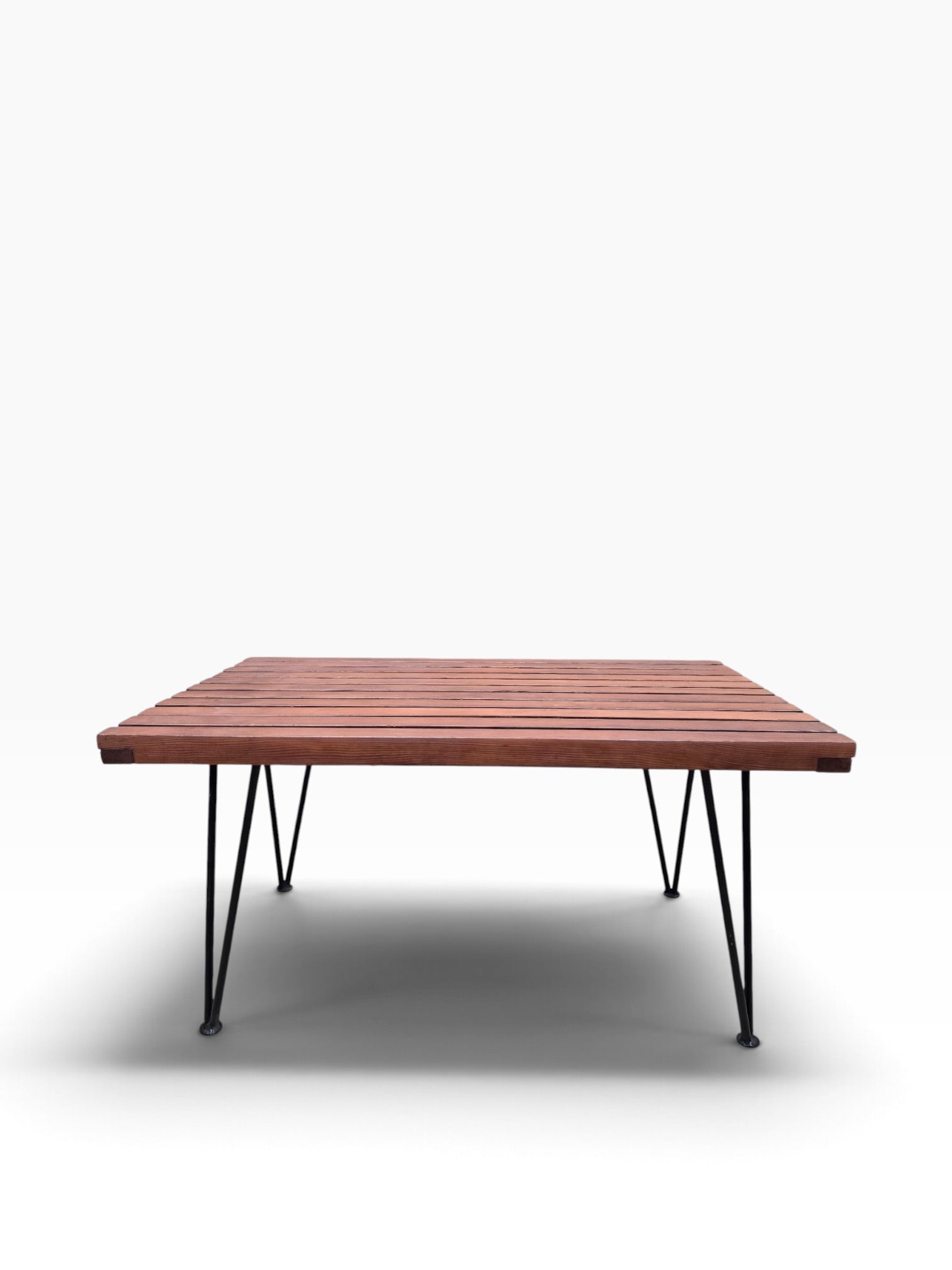 New- Mid Century Modern Pipsan Saarinen Style Slat Table Bench with Hair Pin Legs