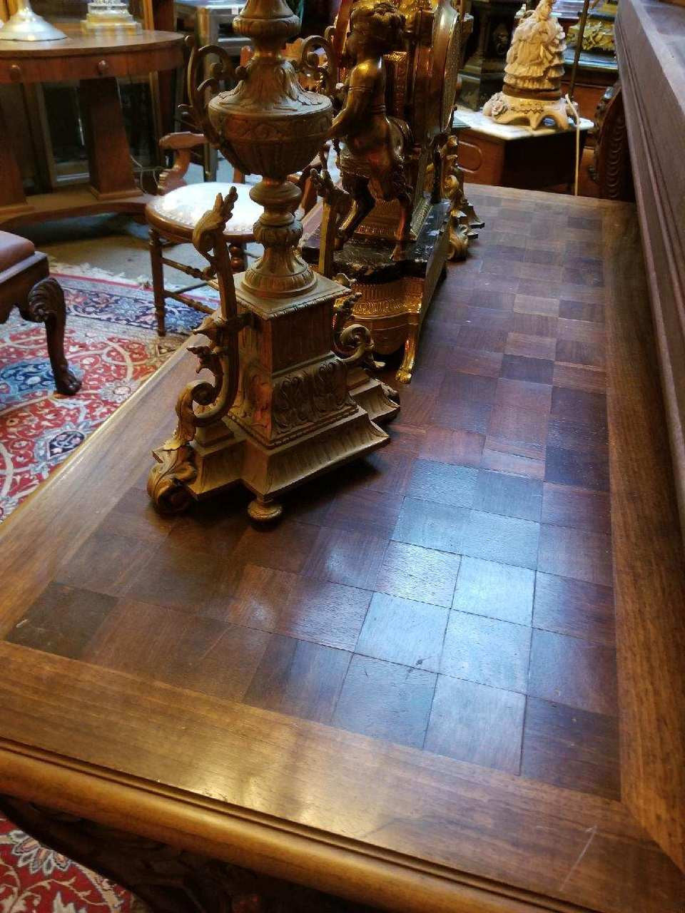 Antique Renaissance Style Hand Carved Walnut Table