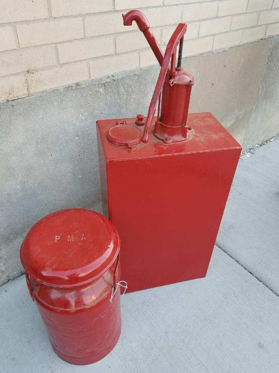 Vintage Red Enameled Oil Cans - Set of 2