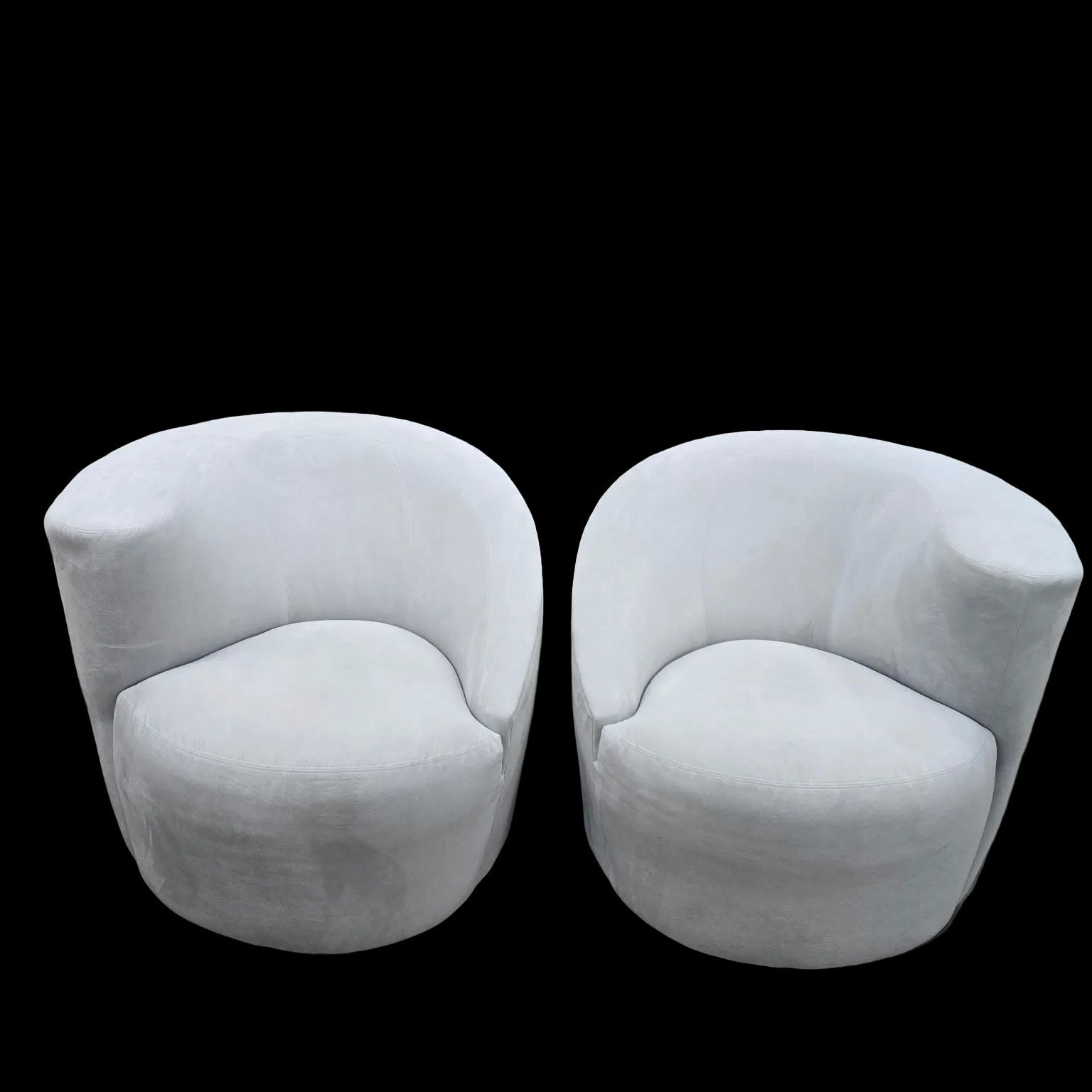 MCM Vladimir Kagan Nautilus Asymmetrical Swivel Lounge Chairs - Pair