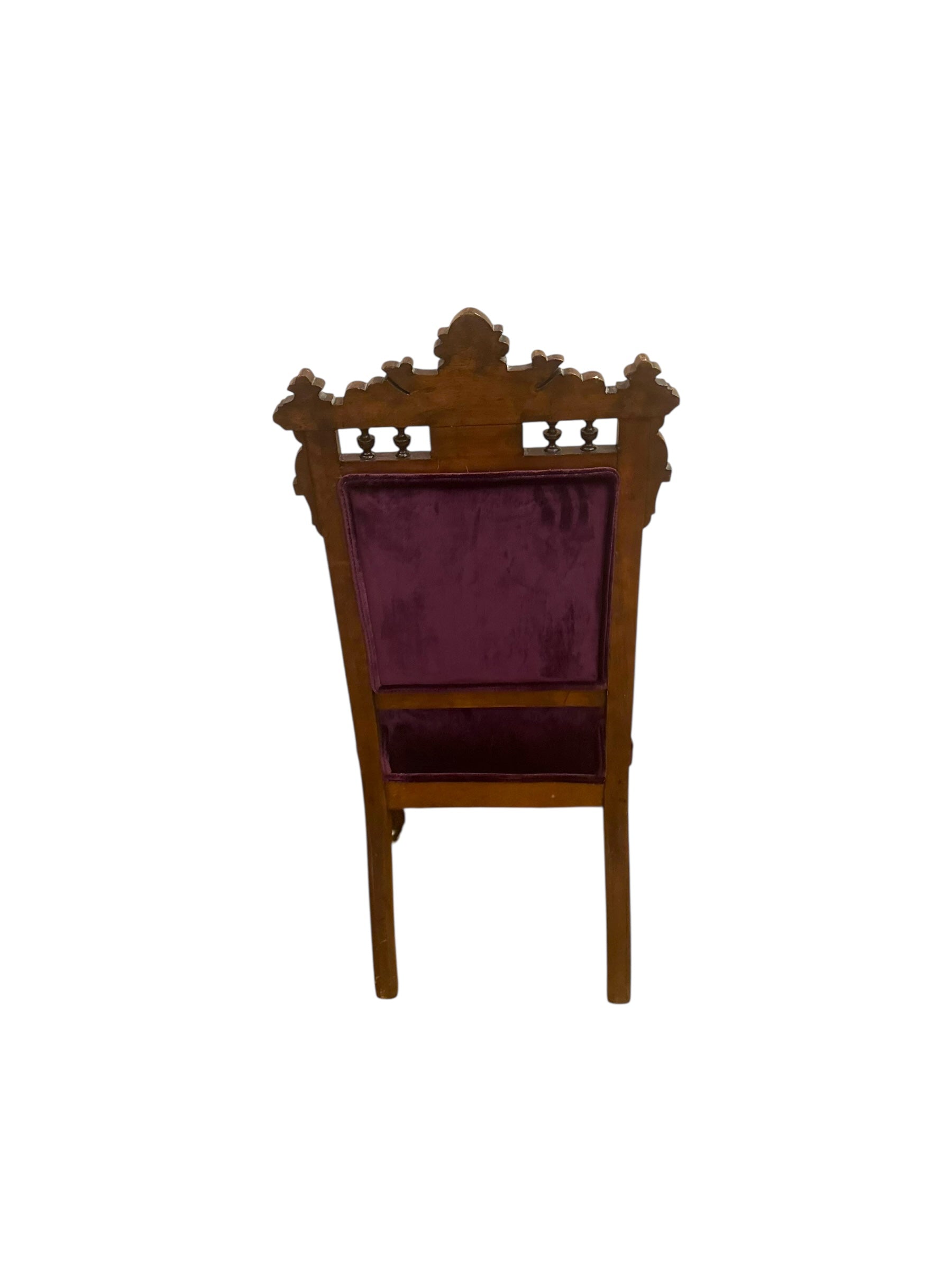 Antique Victorian Eastlake Style 3 Piece Carved Ornate Parlor Set Newly Reupholstered in a Purple Velvet
