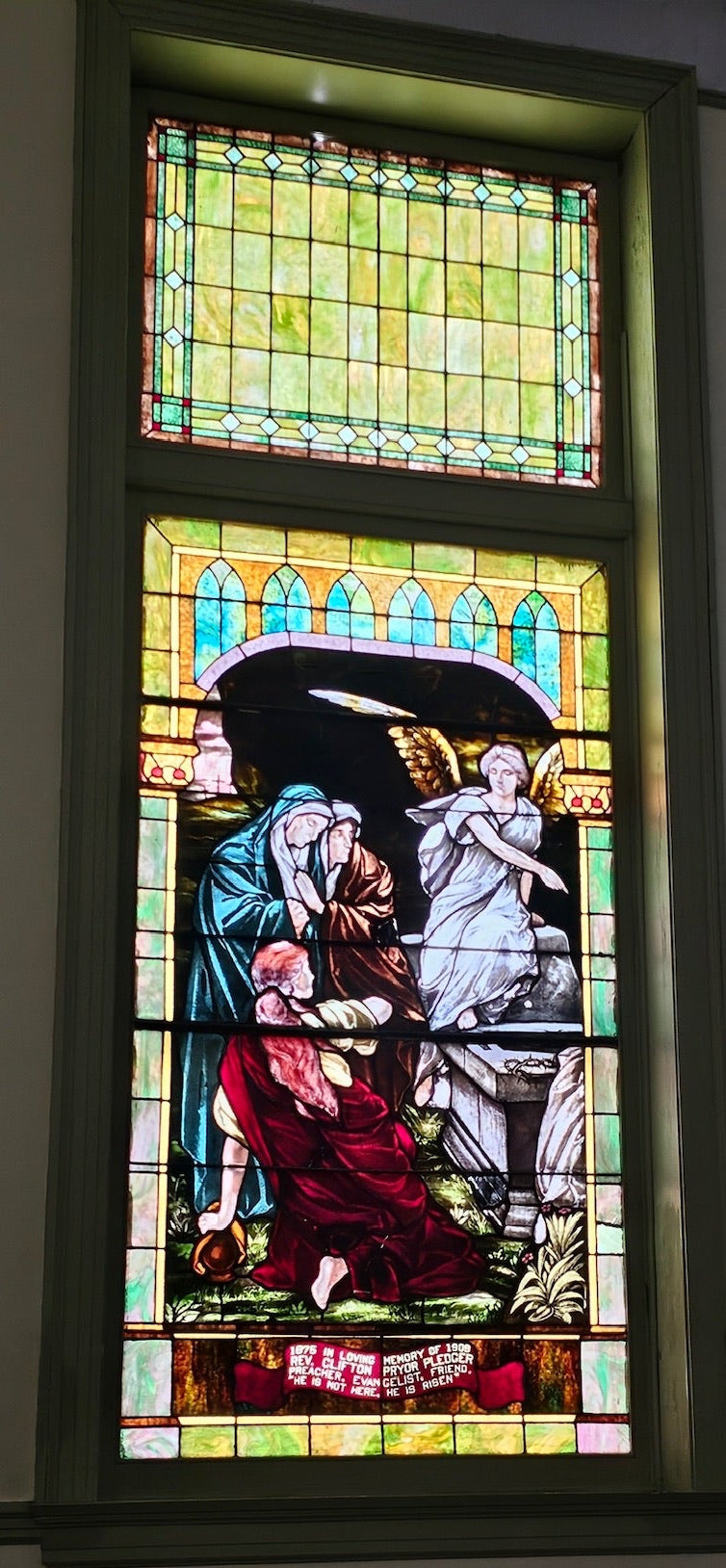 Antique Monumental Tiffany Style Salvaged "Easter" Stained Glass Window