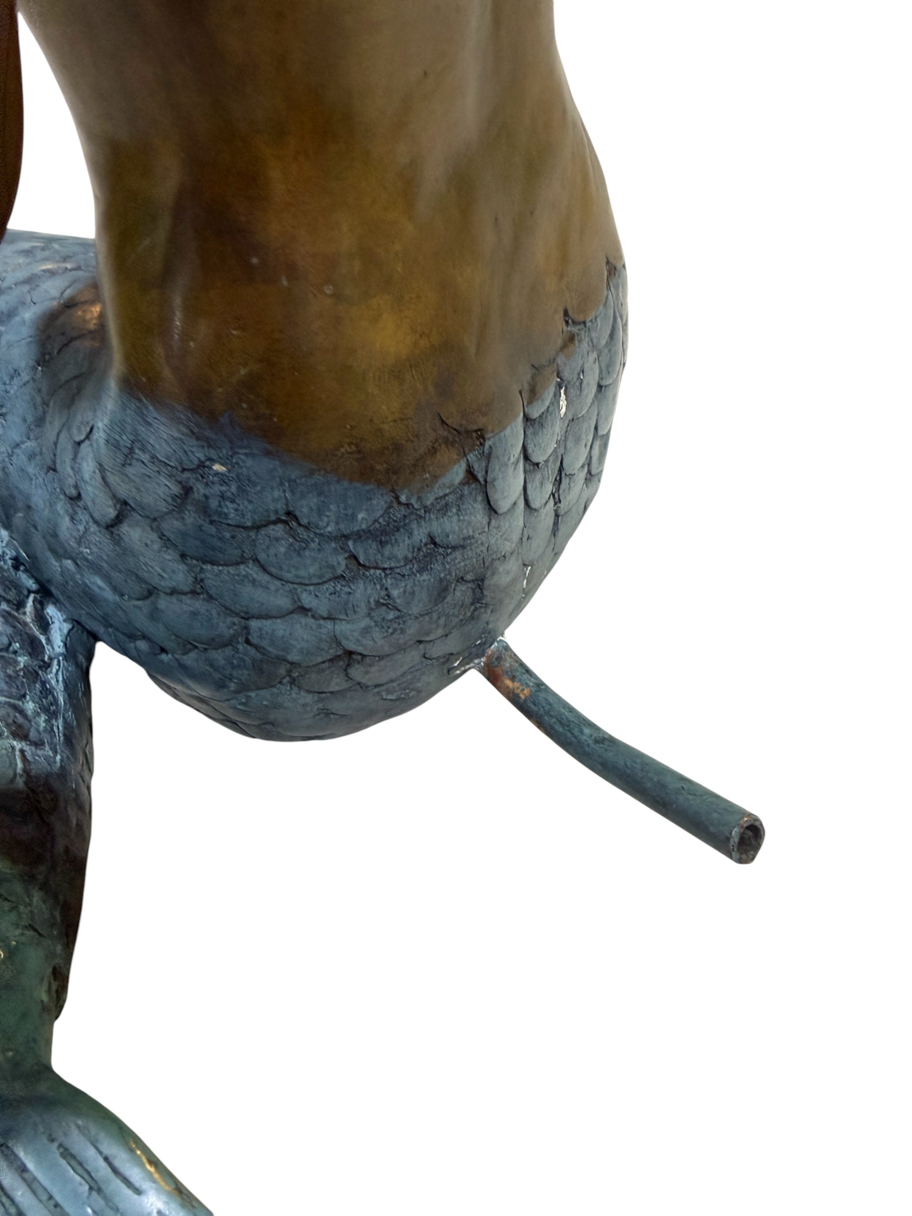 Bronze Mermaid Fountain Sculpture with Conch Shell